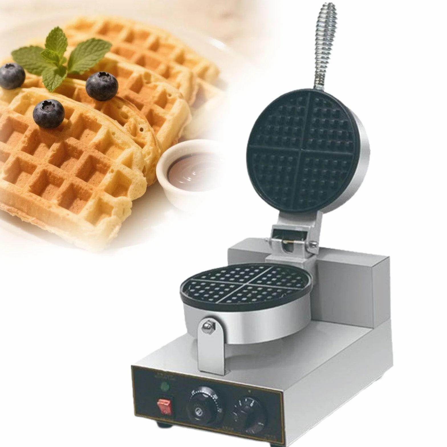Gofrera Comercial De Doble Cabezal, 2800 W, Gofrera Profesional con Recubrimiento De TeflóN, Cuerpo De Acero Inoxidable, Ideal para Desayunos En CafeteríAs A-110V