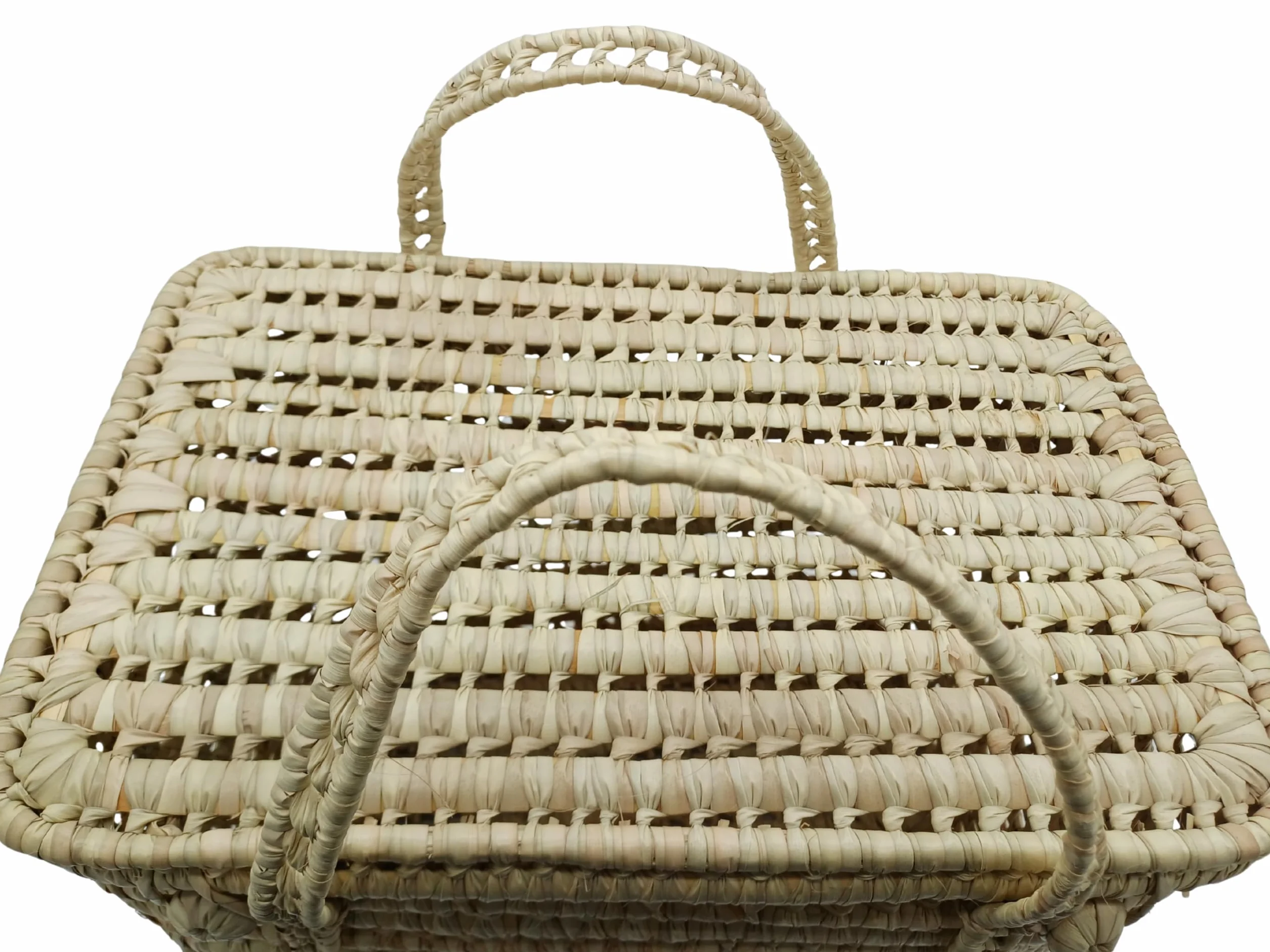 Cesta de Almacenamiento de Hoja de Palma Natural, Organizador Tejido, 45 cm, Baúl Decorativo para Juguetes