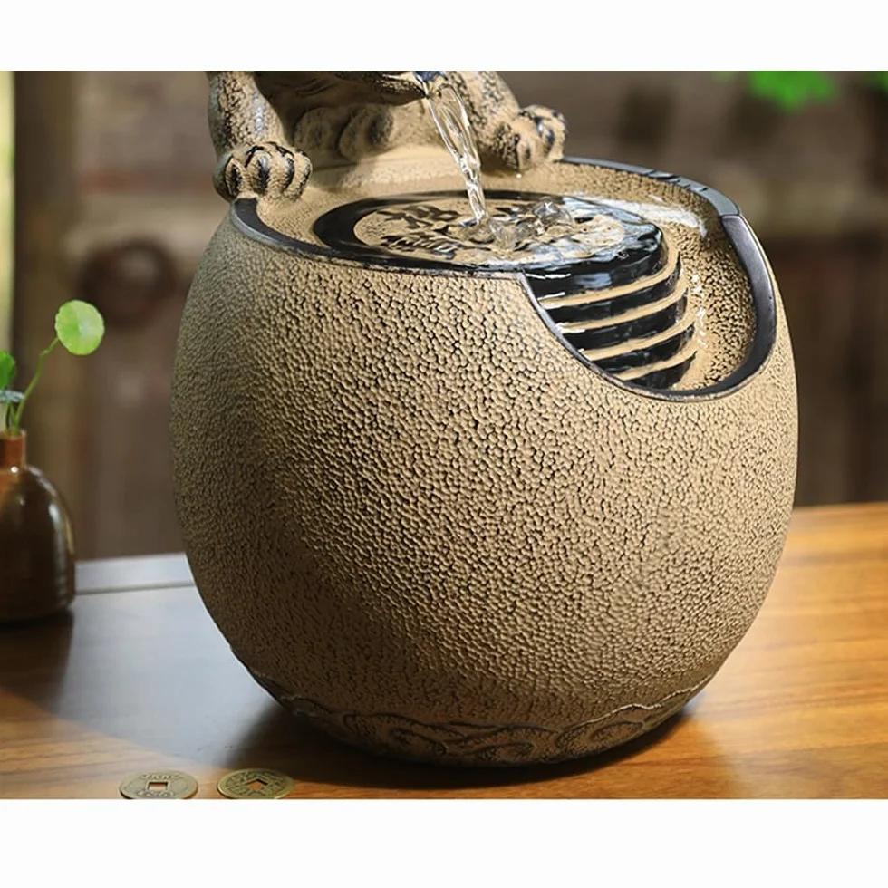 Fuente de Escritorio Adornos de Agua Corriente de Escritorio Modernos, Fuente pequeña de Agua circulante, decoración del hogar con Doble Baile Fuente de Interior Cascada