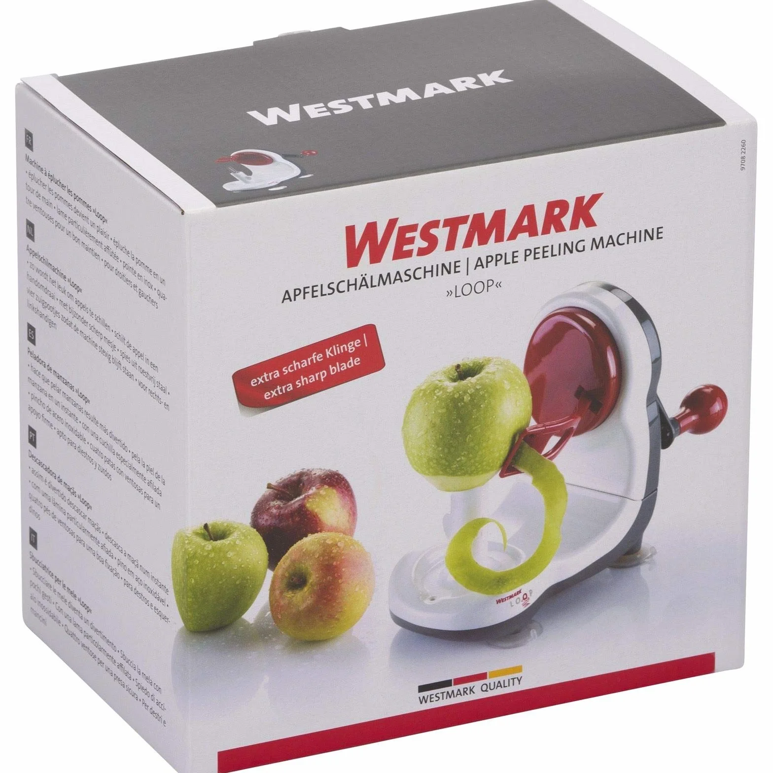 Westmark Máquina peladora de manzanas, Plástico/Acero inoxidable, Blanco/Gris oscuro/Rojo