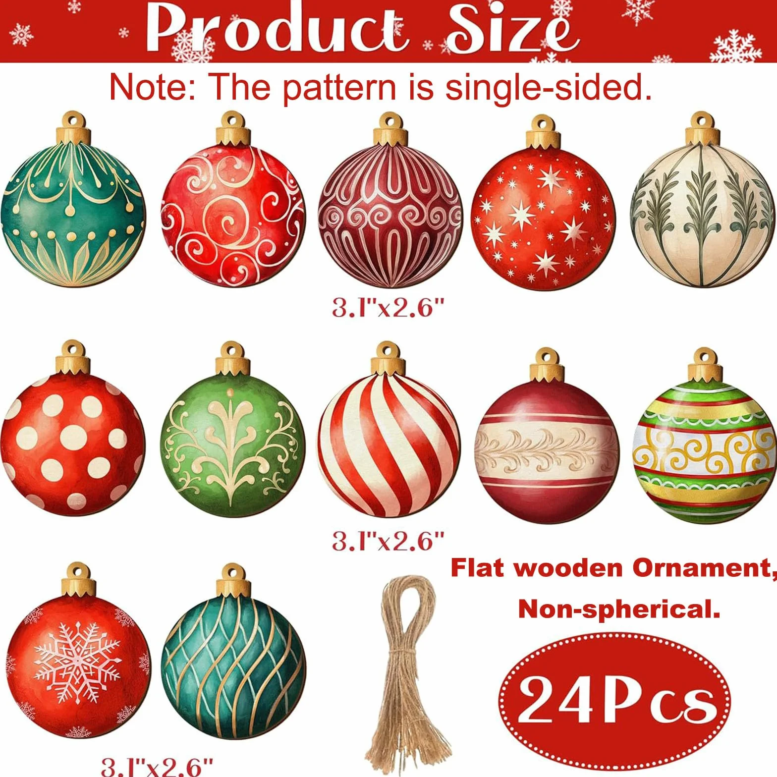 Adornos Arbol Navidad Bola de Madera Set Decoracion Navidad con Soga