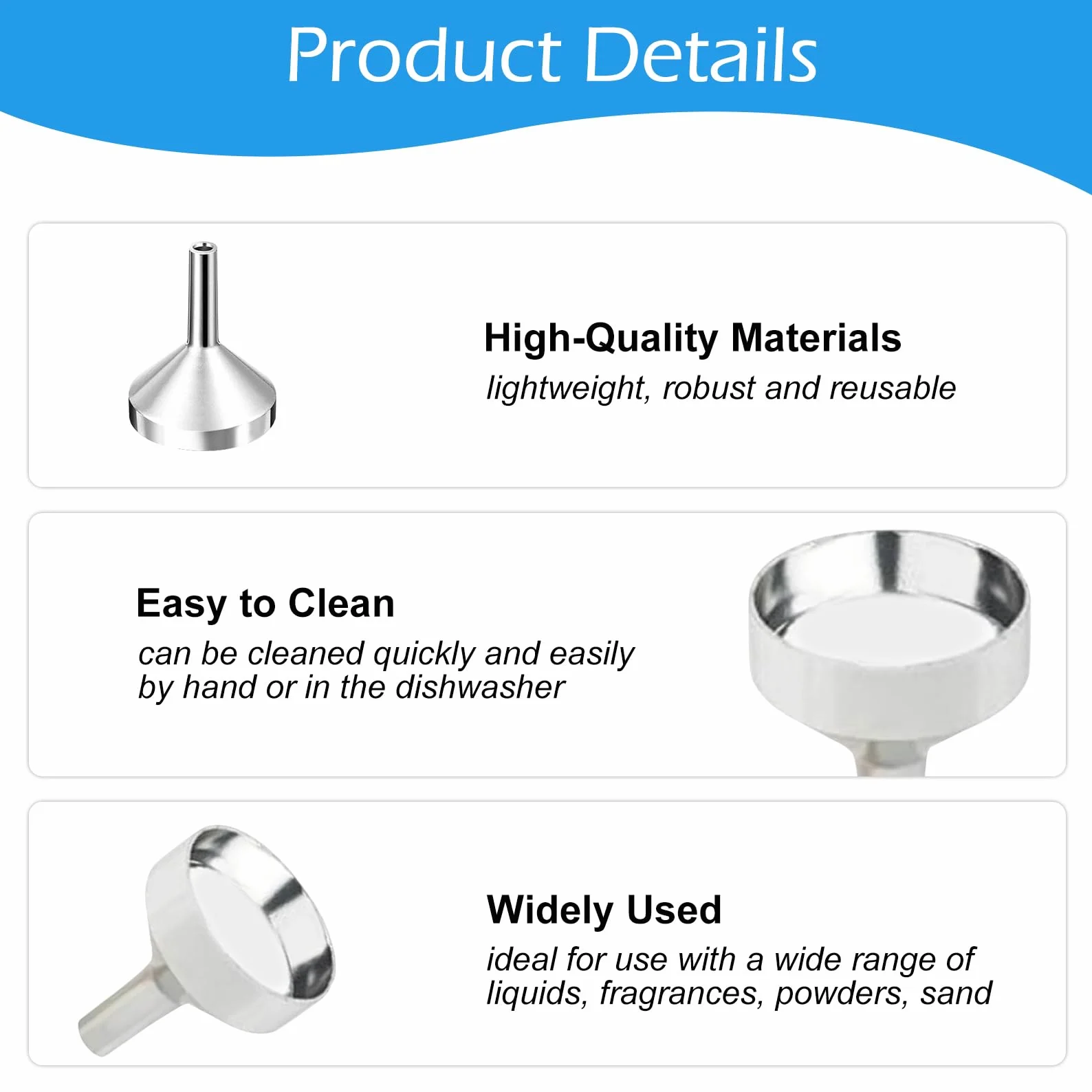 Embudo Pequeño de Acero Inoxidable Mini Embudo Metálico para Cocina Rellenar Atomizadores Botellas Cosméticos Líquidos 18mm 2 Piezas