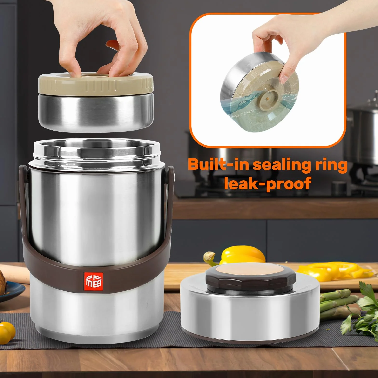 Termo para comida caliente y sopa, 67 onzas, contenedor de alimentos apilable, sellado de 3 capas con bolsa de almuerzo, ideal para comidas diarias de oficina, almuerzos escolares y cenas al aire