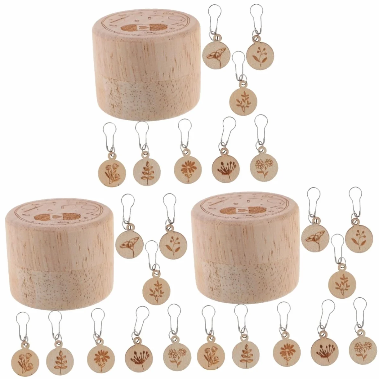 3juegos Marcadores De Tejer De Madera Marcadores Redondos Para Ganchillo Caja De Almacenamiento Incluida Accesorios De Costura Para Principiantes y Expertos