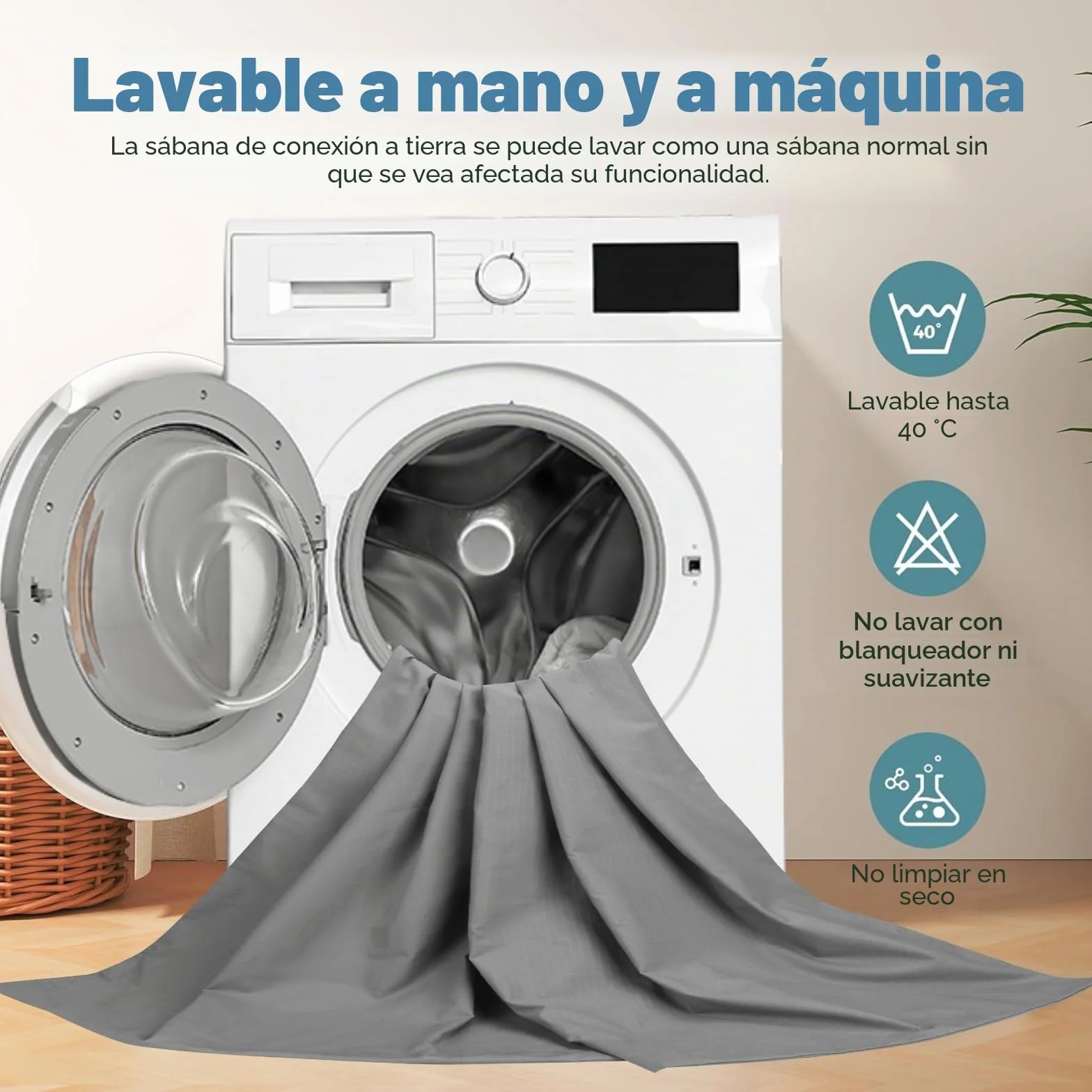 RIQINXIN Esterilla de Tierra Con Cable de Conexión, 150 x 200 cm, Transpirable, Fibra de Plata, Toalla Para la Salud, Producto de Puesta a Tierra Para Mejor Sueño, Beige