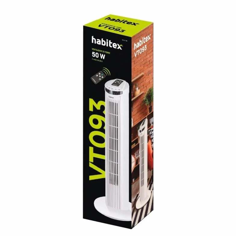 Habitex Ventilador Torre 29inch Blanco con Mando