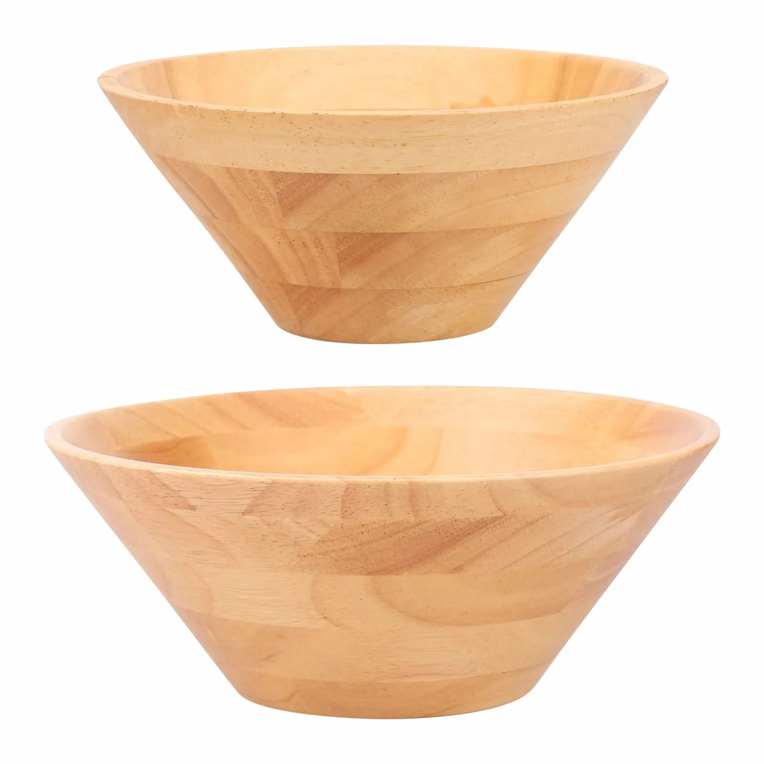 Ensaladera de Madera 2 Piezas: tazones Multiusos tamaño Mediano y Grande for Pan, Fideos, Pasta Frutas