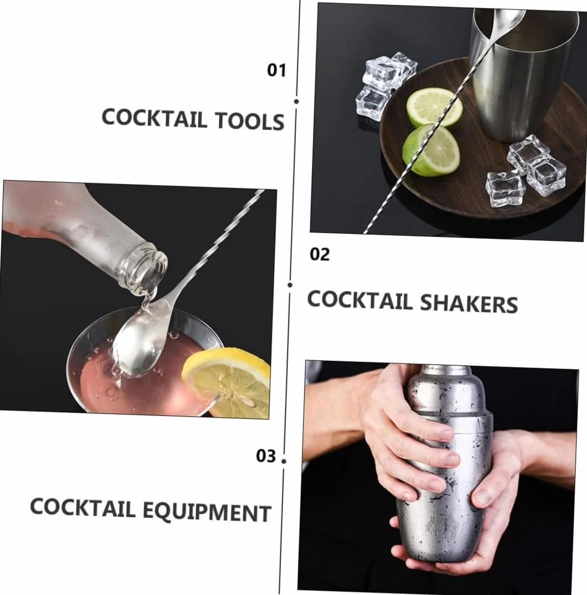 Juego de Coctelera Kit de Coctelería Kit De Coctelera De 12 Uds., Herramienta Ba De Acero Inoxidable, Kit De Barman, Kit De Batende Para Principiantes, Vertedor De Cóctel Coctelera para Cócteles Cocte