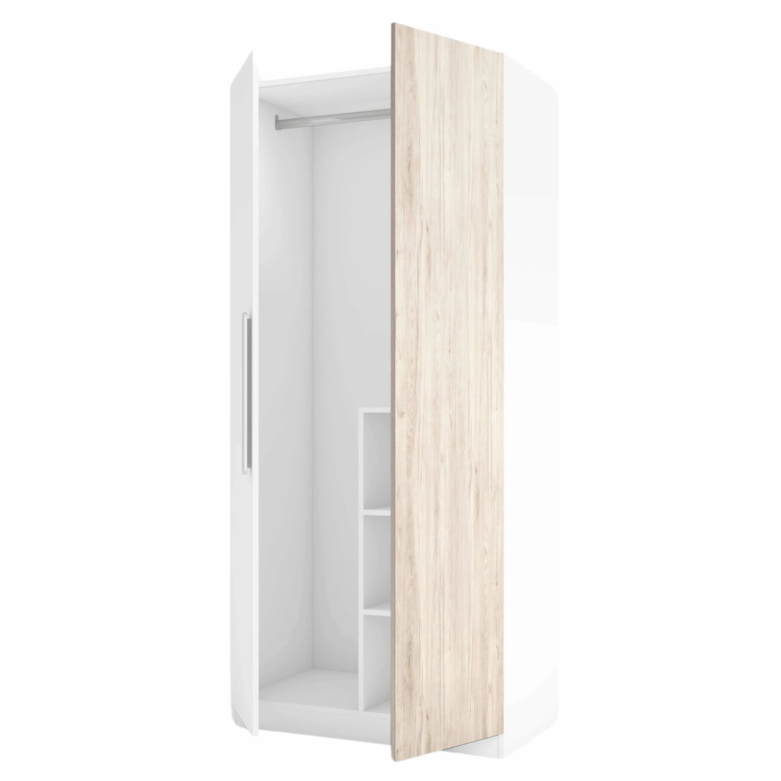 Miroytengo Mueble Armario para Habitación Dormitorio Juvenil Estelle Estilo Nórdico en Color Blanco Mate y Roble Sahara con 2 Puertas 90x200 cm