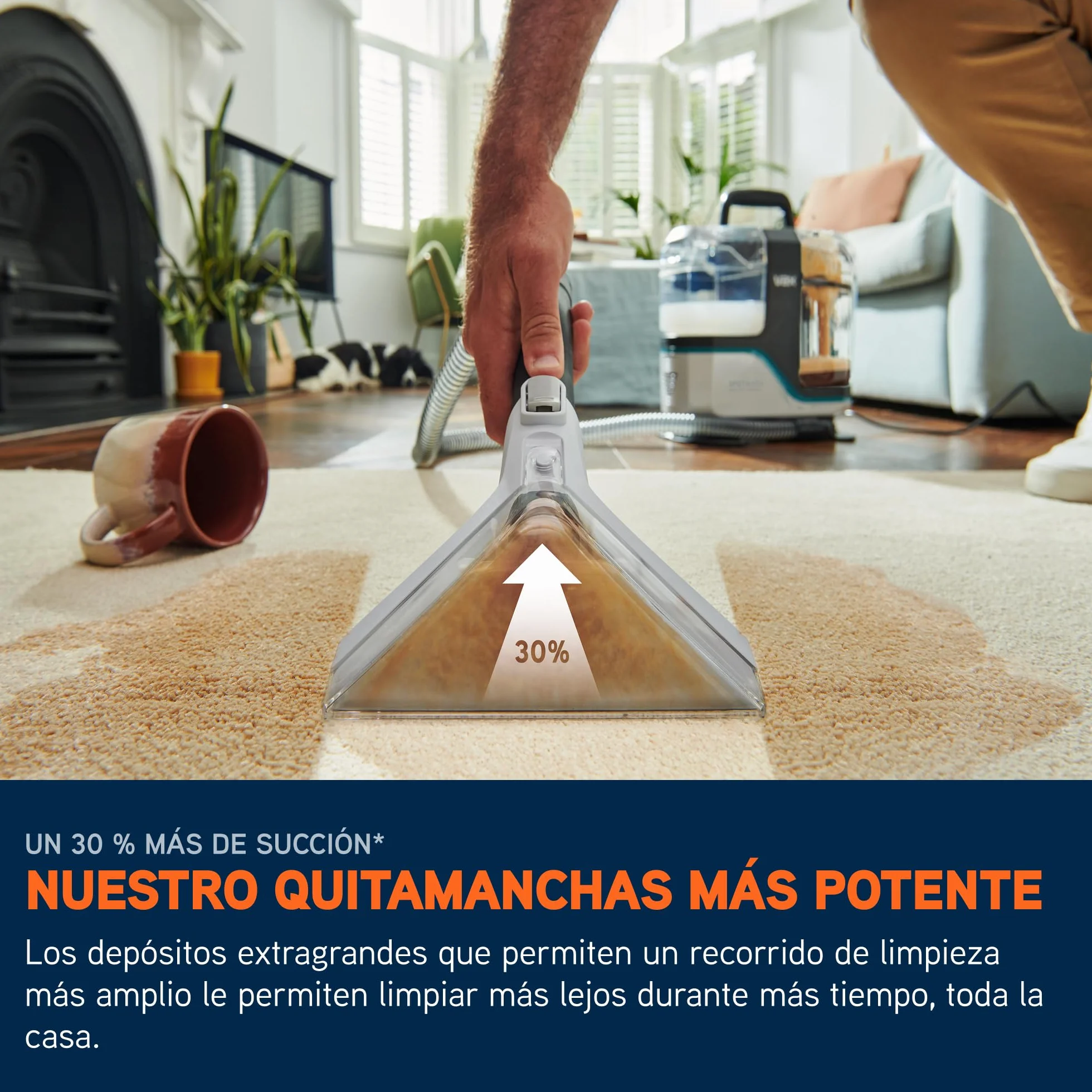 Limpiador quitamanchas Vax SpotWash Max Pet-Design, potente quitamanchas para alfombras y tapicerías con tecnología SpinScrub, depósito XL, limpieza profunda para mascotas, sofás