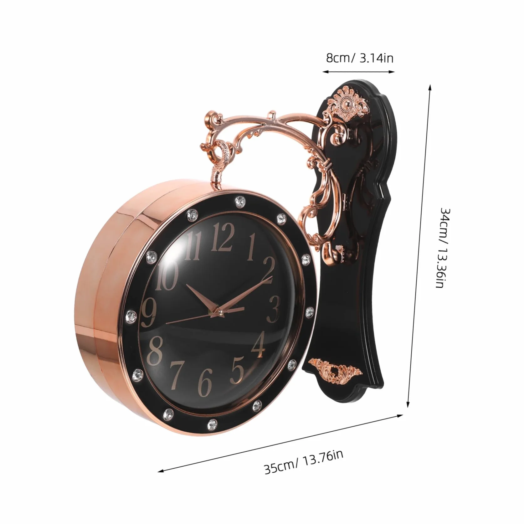 DOITOOL Reloj de Pared Grande Doble Cara Silencioso Estilo Europeo para Interior y Exterior Decoración para Salón Oficina y Porche Negro