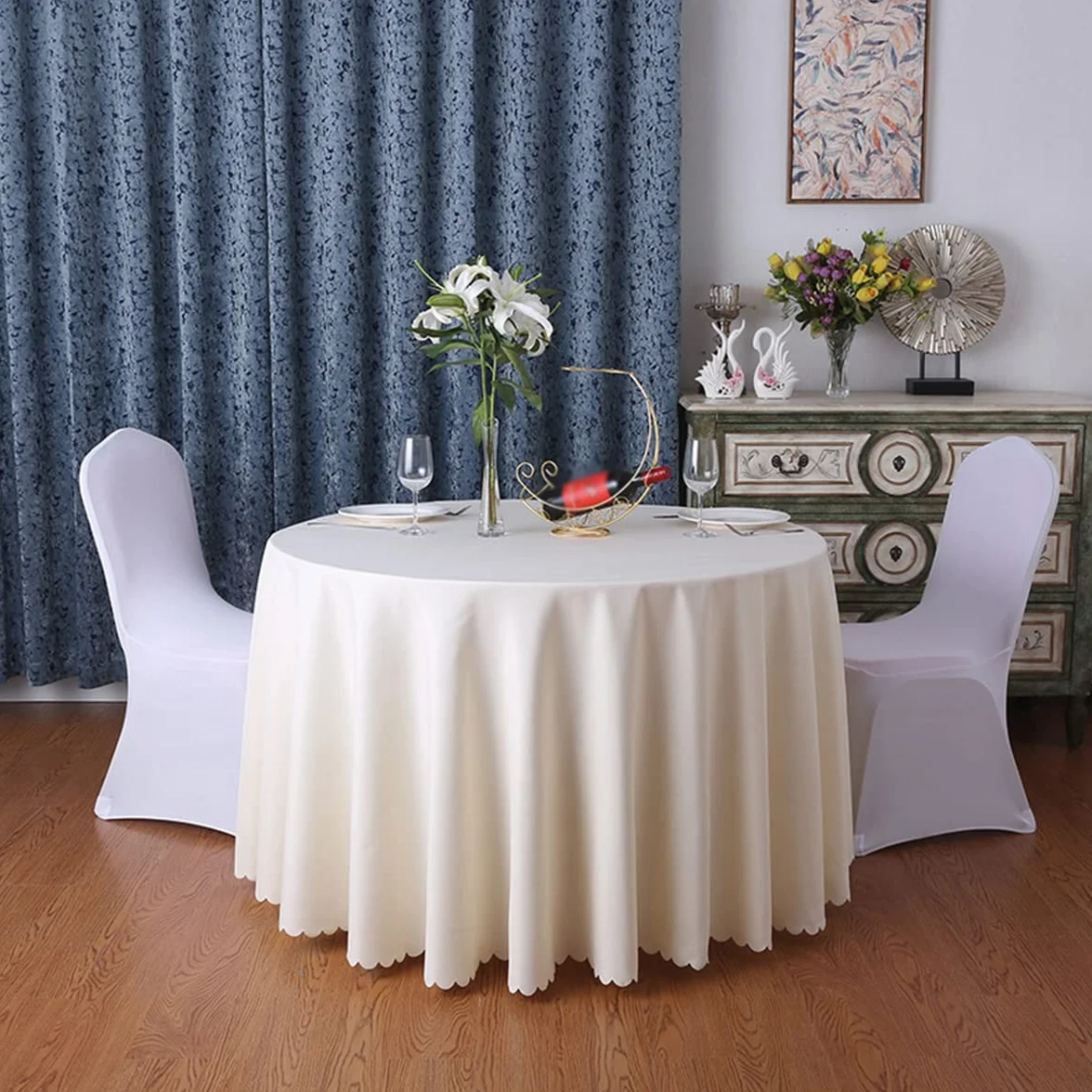 Poliéster Mantel Redondo Familia Hotel Conferencias Oficina Banquete Dodas Modelo Sencillo Lavable a Máquina Beige Diámetro 300cm