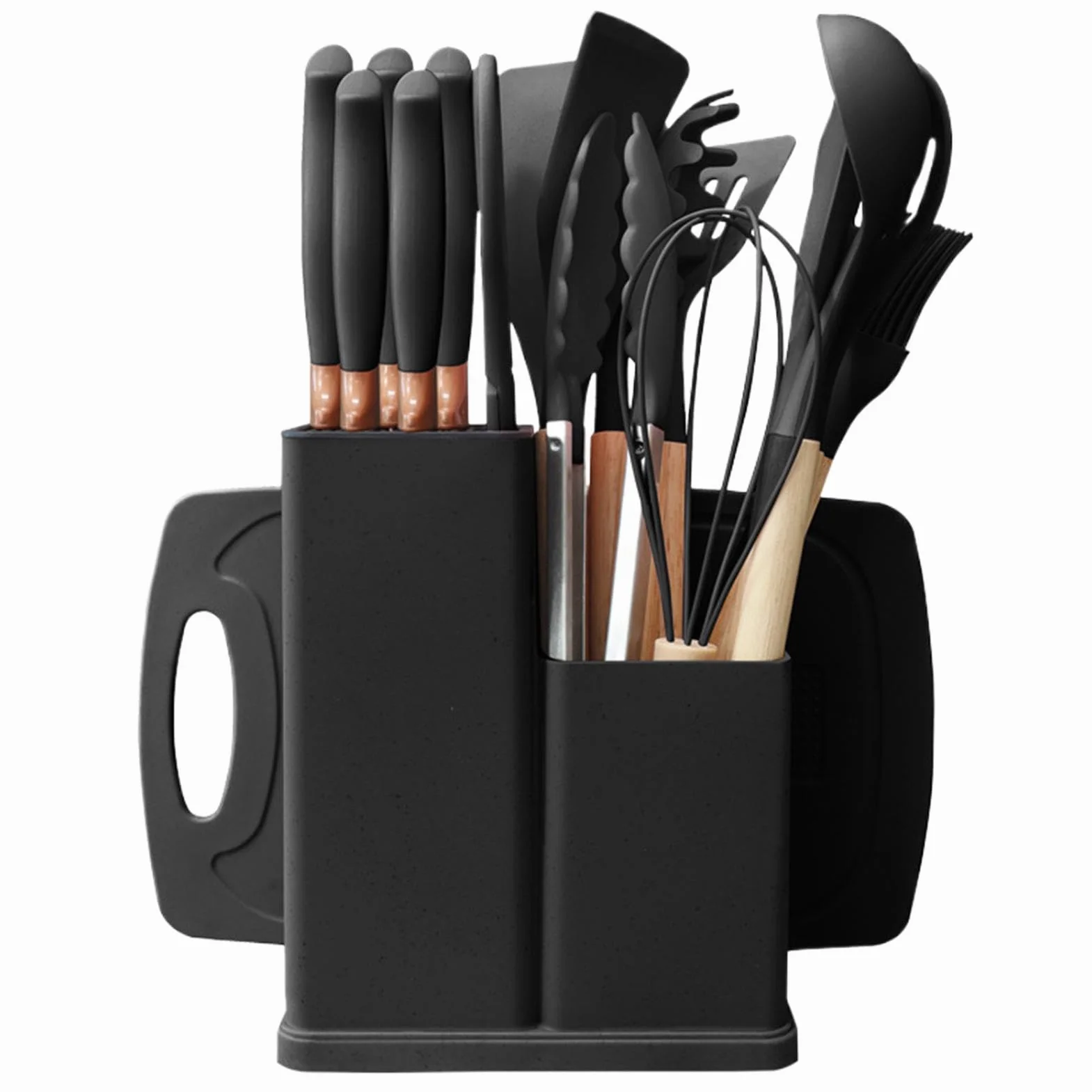 Utensilios De Cocina Kit 19 Piezas En Silicona Antiadherente Resistente Al | Juego Utensilios Con Soporte Almacenamiento Para Interior Casa Mostrador Encimera Apartamento Familia Doméstico