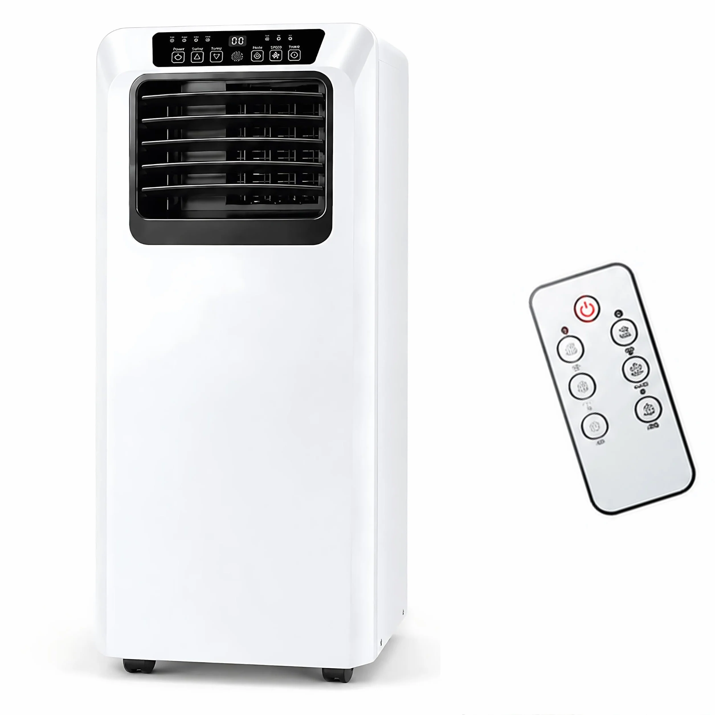 Climatizador Portátil 9000 BTU, Aire Acondicionado Vertical con Mando a Distancia, Sistemas de Refrigeración y Deshumectación, 3 Velocidades de Ventilación, para Habitaciones y Oficinas