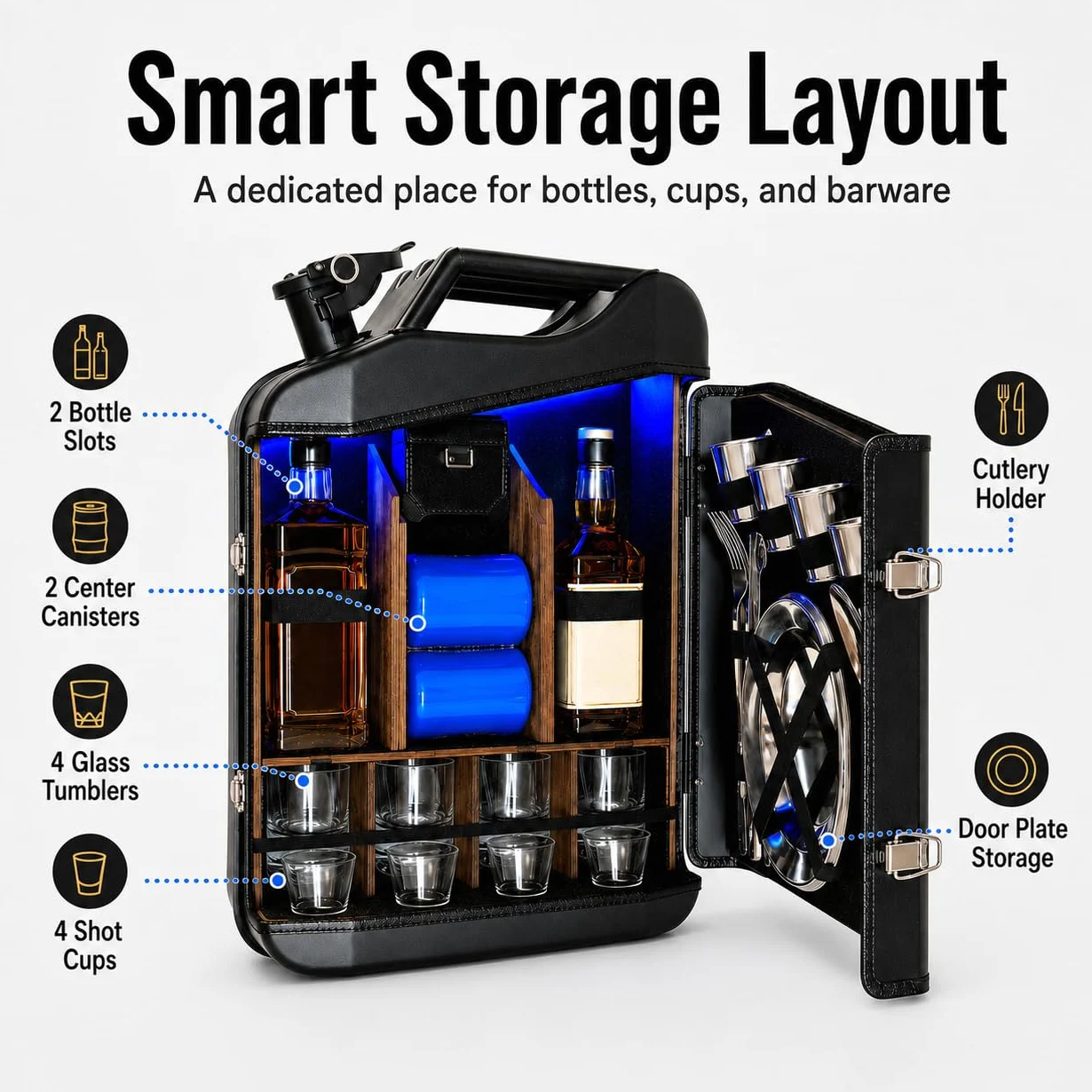 TsoLay Juego De Mini Bar De 20 litros, Mueble Bar Portátil para Whisky con Construcción Robusta, Mueble Bar Móvil para Bares Domésticos, Regalo para Hombres, Padres, Maridos, Novios