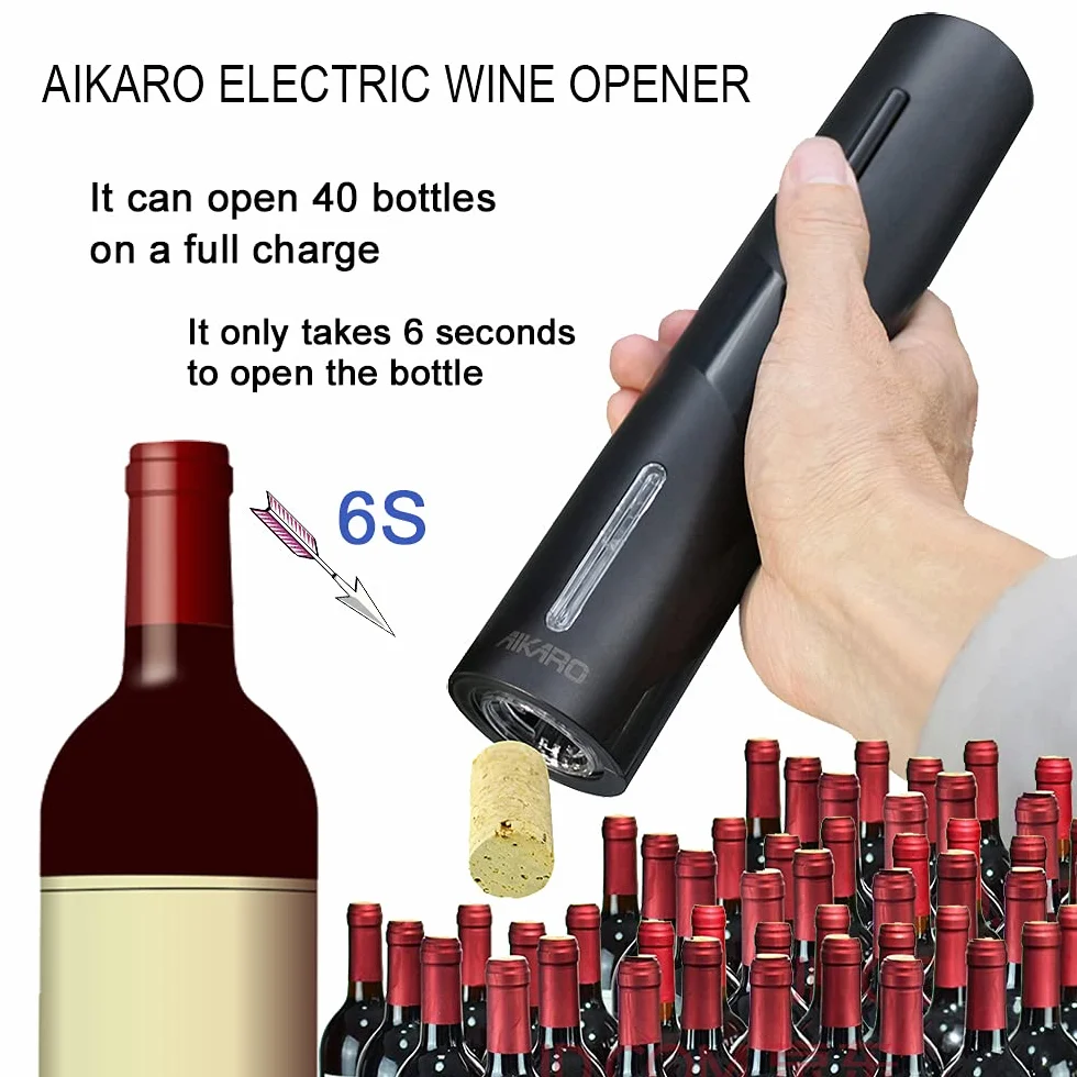 Abrebotellas de vino eléctrico Sacacorchos automático Recargable AIKARO Juego Base