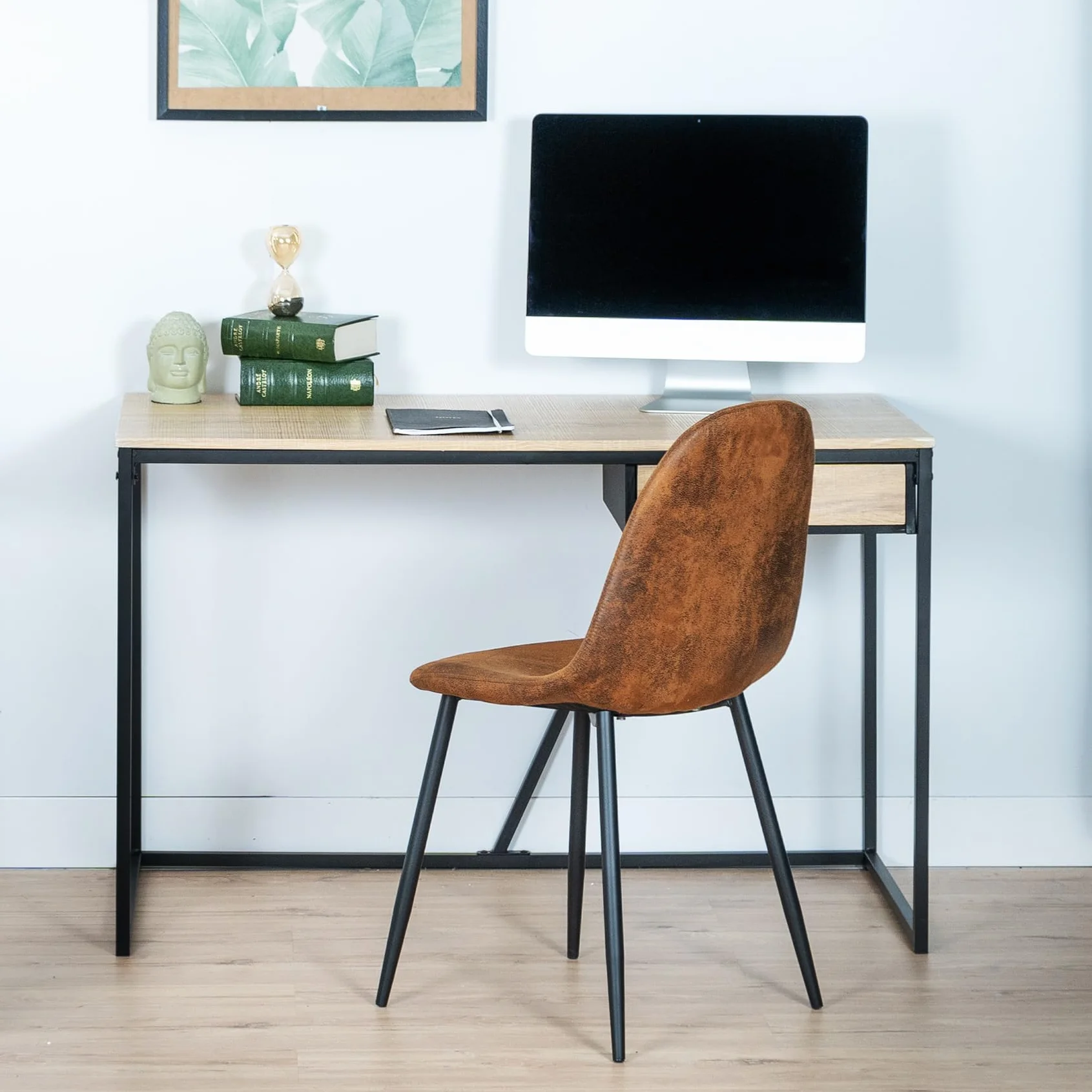 MEUBLE COSY Juego de 4 Sillas de Comedor Vintage Retro Sillón Tapizado en Gamuza con Patas Metálicas para Cocina Salón