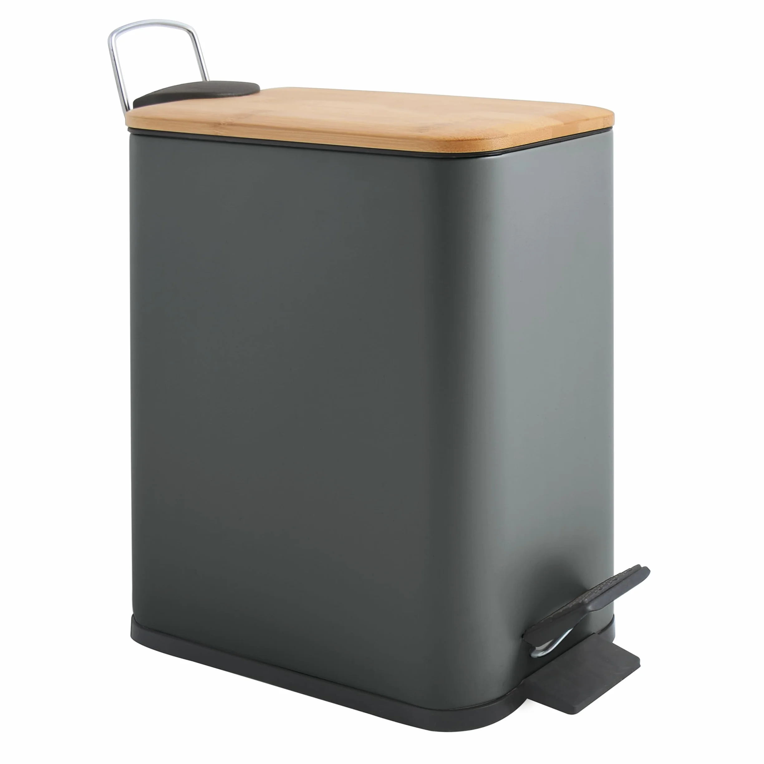 Spirella Cubo de Basura con Pedal 5 Litros Erik Cierre Suave Silencioso Gris Oscuro Mate