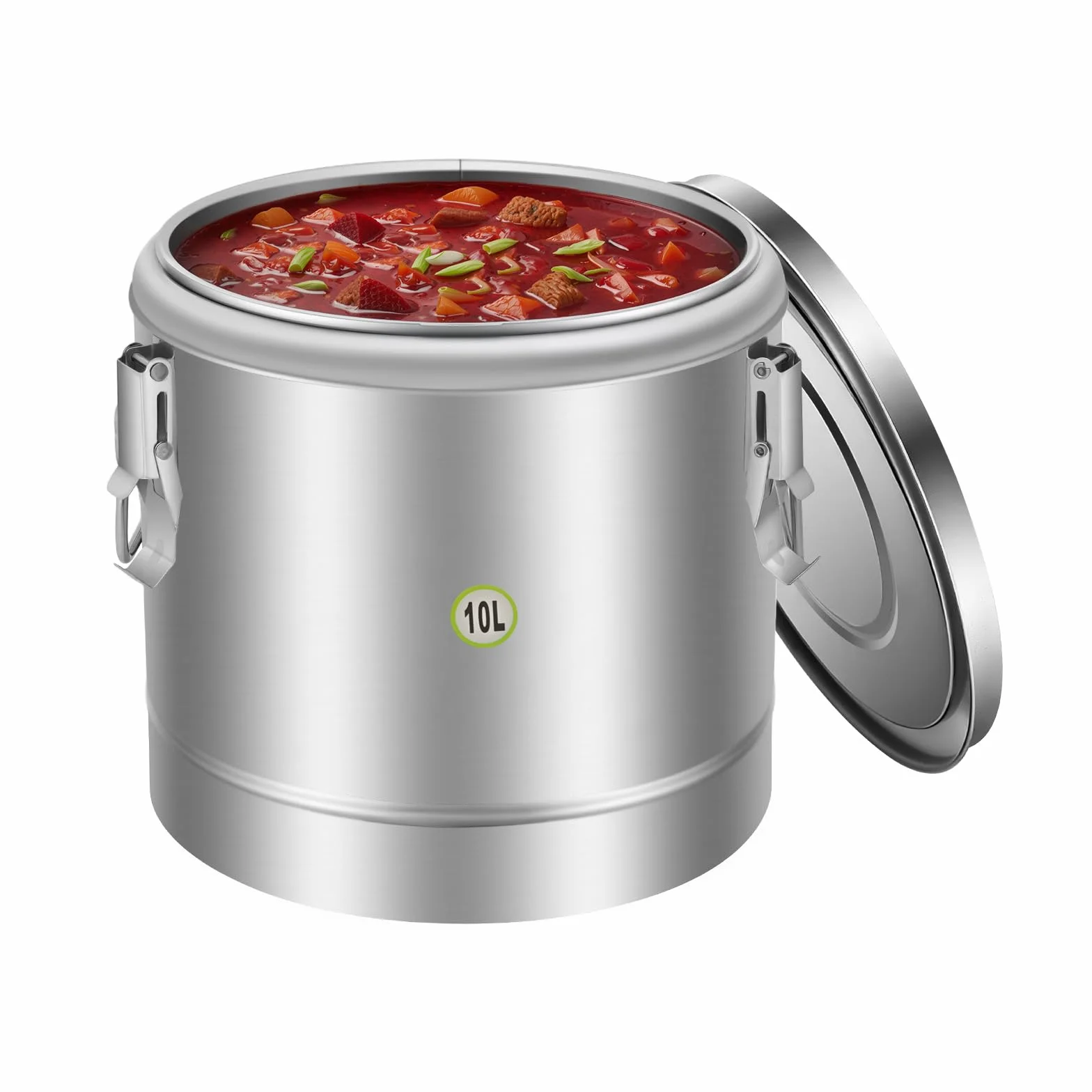 Cubo aislado de acero inoxidable, recipiente para sopa de acero inoxidable, recipiente para cereales, 10 l, calentador de alimentos, recipiente térmico para restaurantes, comedores,