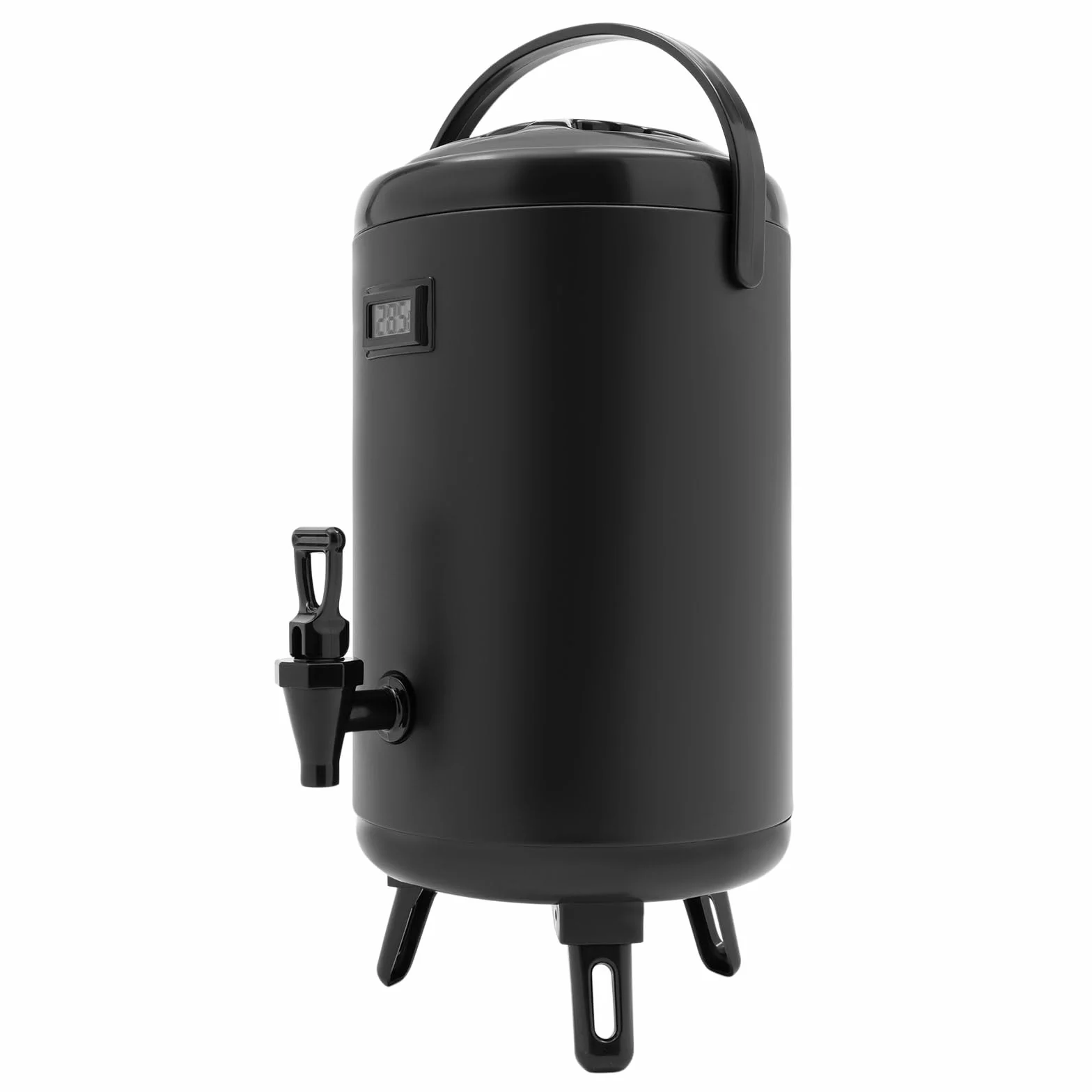 Dispensador de bebidas de 10 l, dispensador de bebidas calientes y frías, acero inoxidable, con pipas y asa para café, agua, leche (negro)