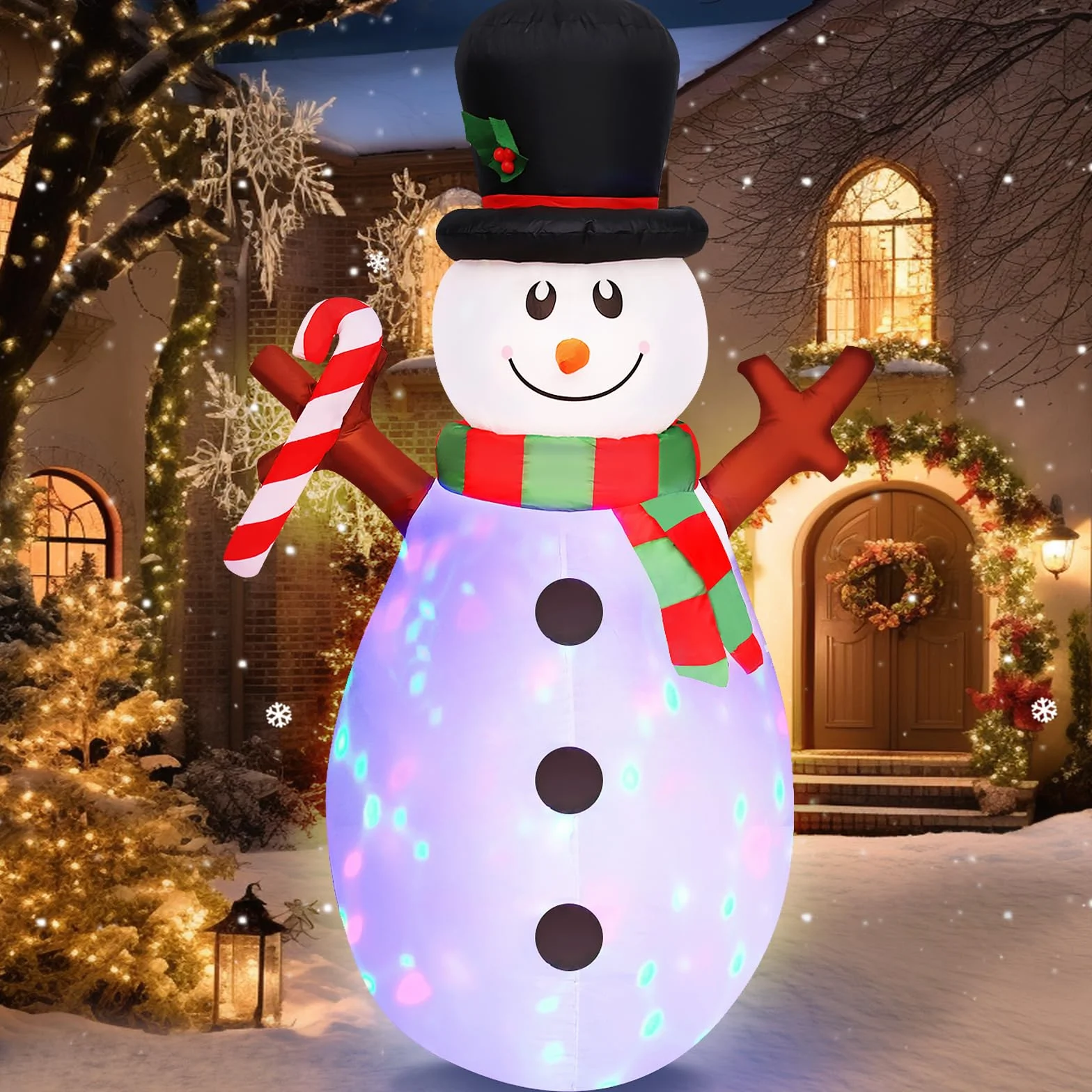 Danxilu Muñeco de Nieve Hinchable Navidad Exterior 150cm con Luces LED Giratoria de Colores Muñecos Inflables Navideños Decoración para Jardin Patio Terraza Casa Balcon