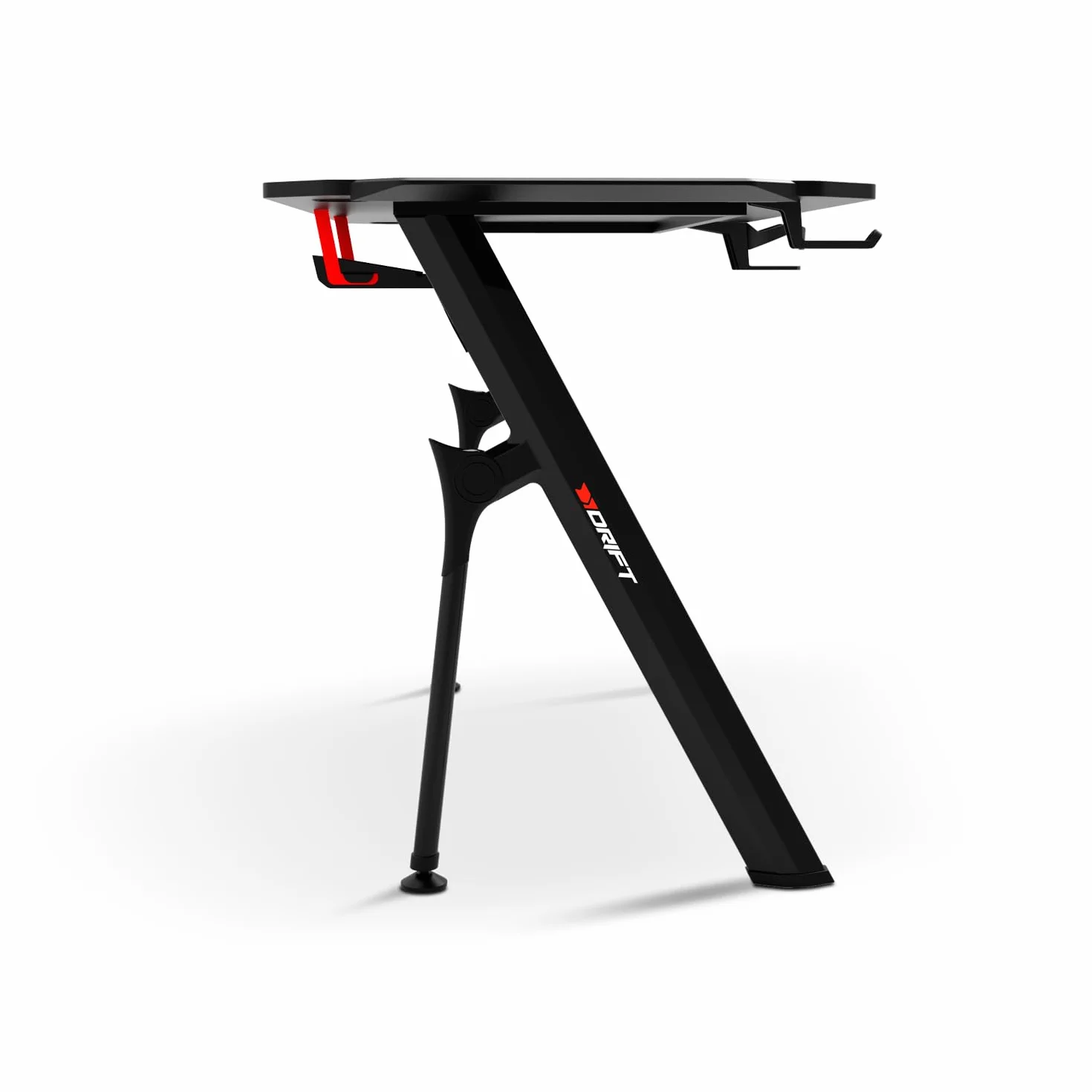 Drift Gaming DRDZ175RGB – Mesa Gaming con Tablero de Fibra de Carbono, Laterales RGB reactivos al Sonido, Alfombrilla XL, Soporte para Bebidas y Auriculares, Color Negro