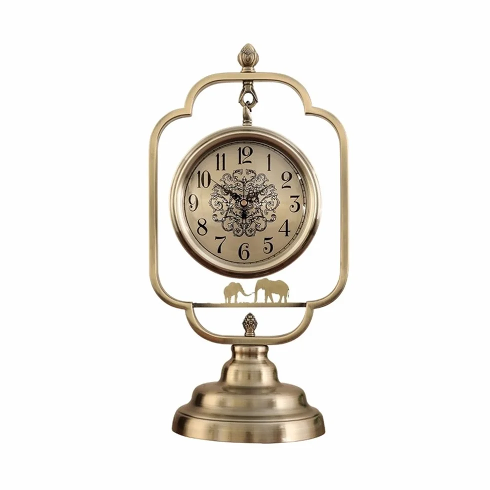 Reloj De Sobremesa De Metal con Esfera De 7 Pulgadas, Ideal para El Hogar. Decoración De Mesa para Sala De Estar, Dormitorio Y Estantes.