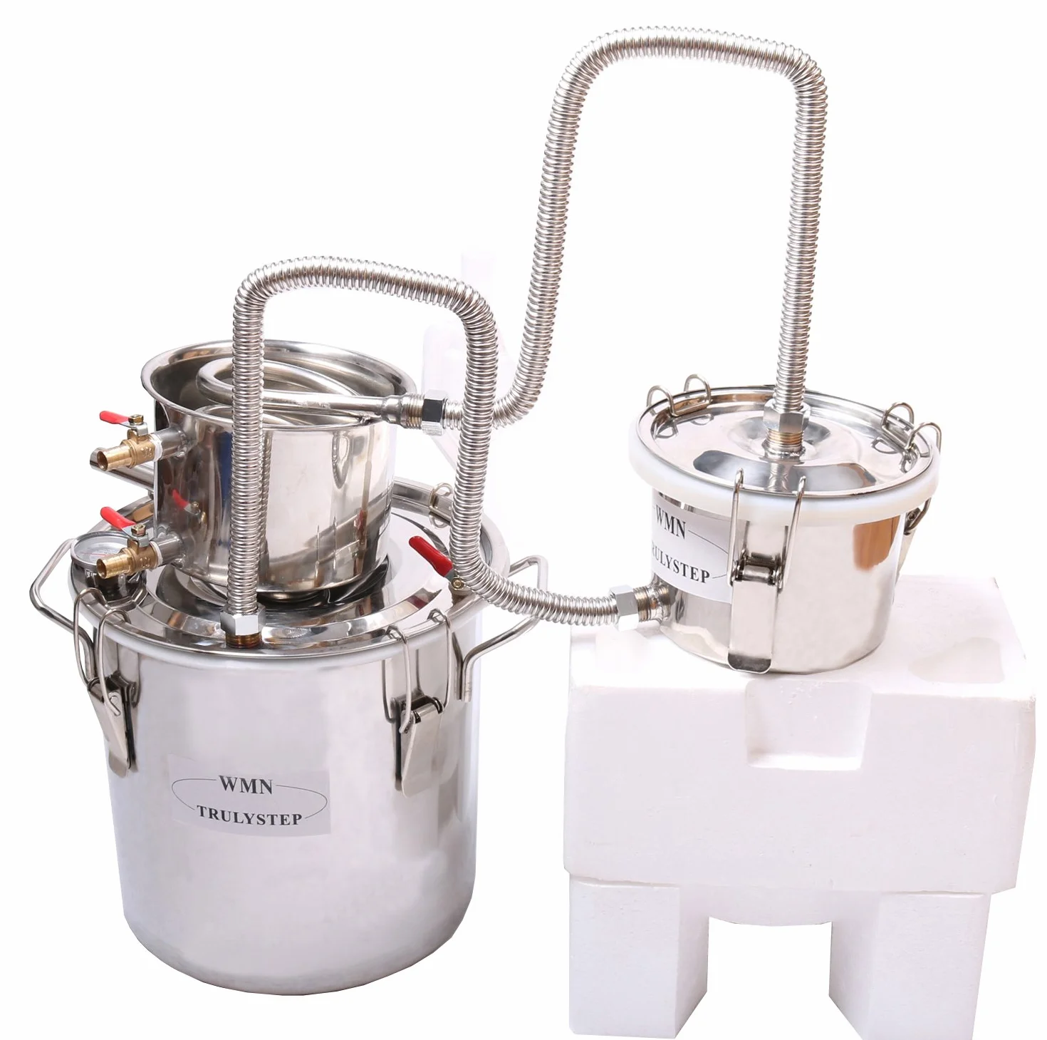 Fayelong Moonshine - Juego de 3 macetas de acero inoxidable para hacer vino de 3 gales/12 litros con barril para hacer brandy whisky y aceites esenciales