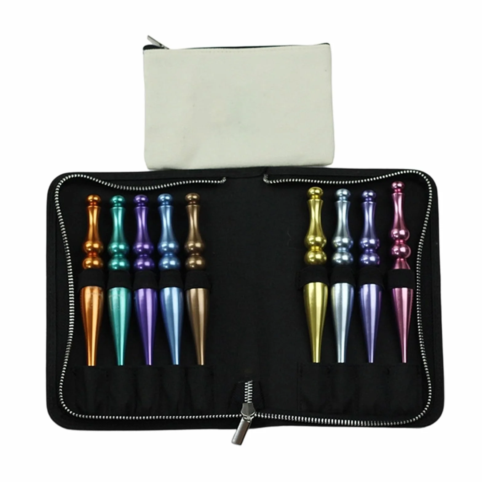 Juego de 9 agujas de ganchillo de aleación de aluminio, herramienta ergonómica para tejer ganchillo, 3,5-8,0 mm, kit de viaje