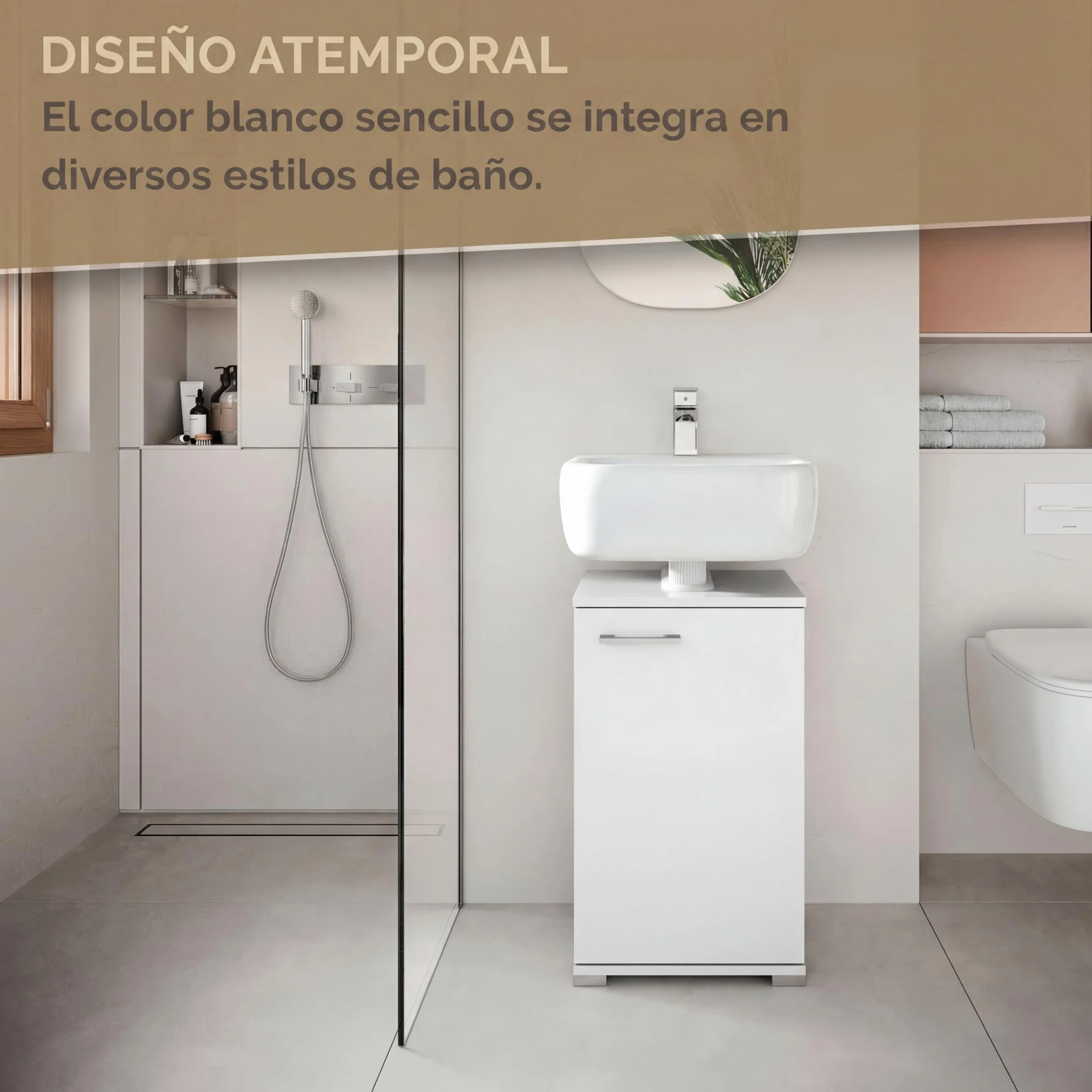 Probus Armario básico para baño de 40 cm – Moderno Armario bajo Lavabo en diseño Blanco con Mucho Espacio de Almacenamiento, Fabricado en Alemania, Color Blanco