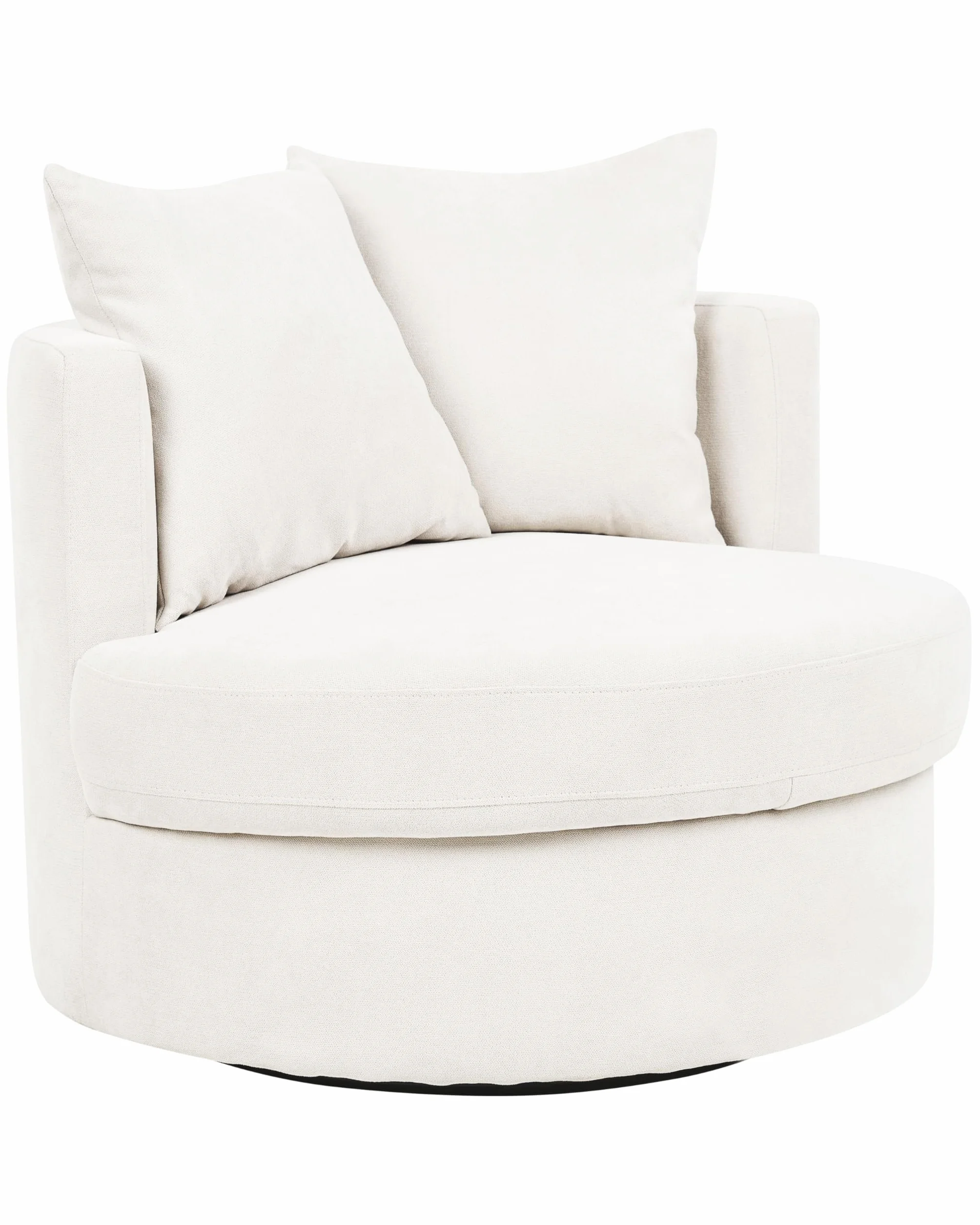 Beliani sillón Moderno Glamour Respaldo Redondo poliéster Base giratoria Hierro con Dos Cojines Beige Claro Dalby