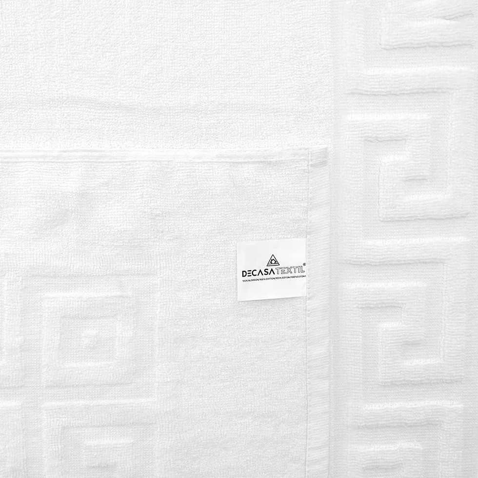 Pack de 4 Alfombras Baño 50x70 cm 100% Algodón 500GSM - Tapete Ducha Blanco Estilo Toalla