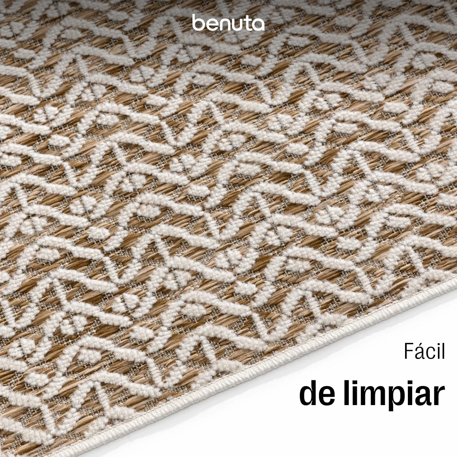 benuta Basic Alfombra Exterior Interior Kaleo - Beige 200x300 cm - Diseño Geométrico - Resistente al Clima & UV - Balcón, Terraza, Jardín, Cocina, Dormitorio, Salon & Sala de Estar - Fácil de Limpiar