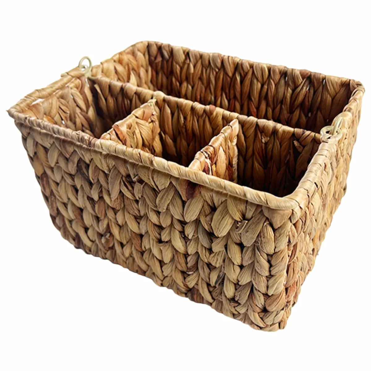 Cabilock Cesta Fuerte de Almacenamiento Tejida de Hyacinth y Multifuncional Compartimentos para Cubiertos y Utensilios de Cocina para Organizar en Cocina o Baño