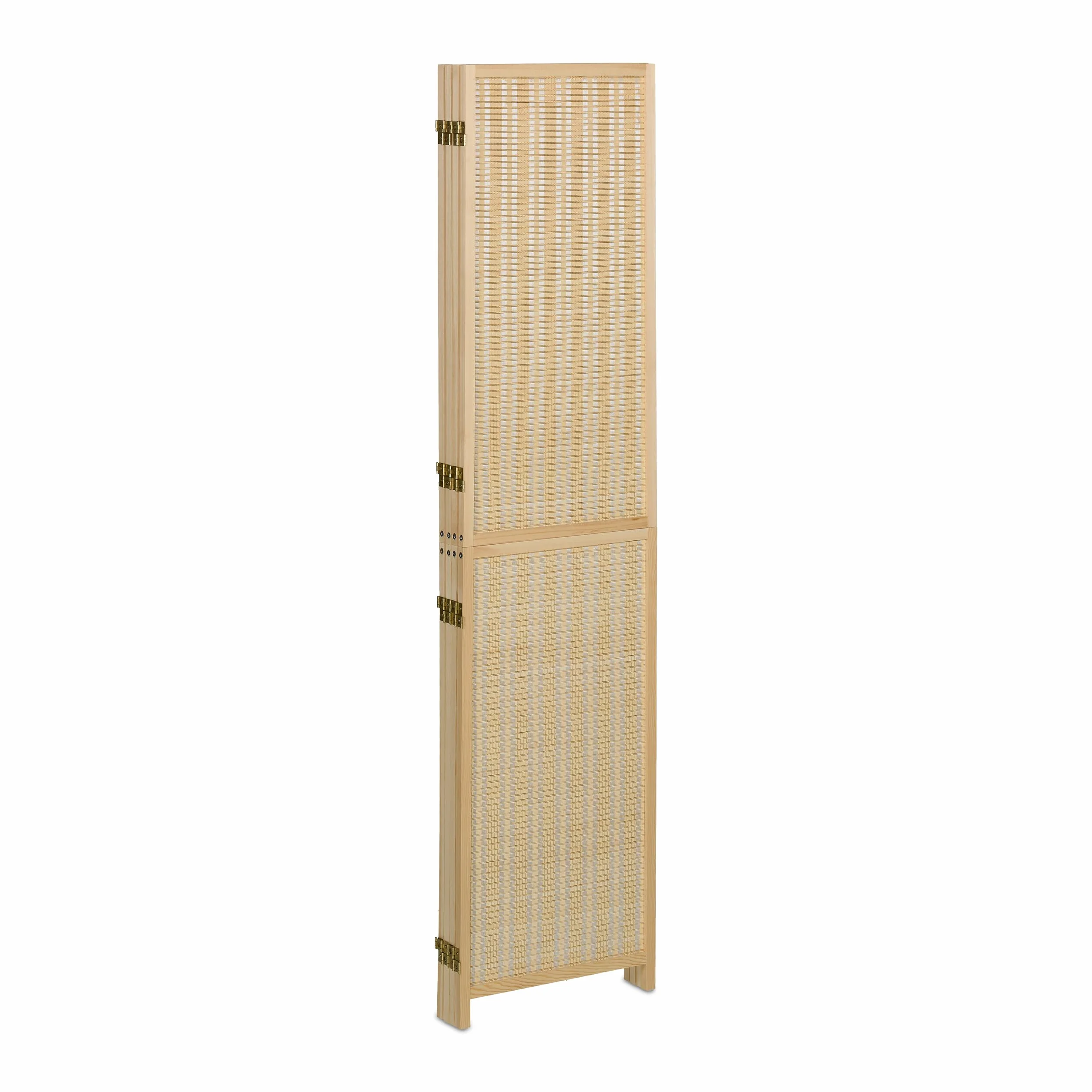 Relaxdays Biombo Bambú 4 Paneles Paraván Plegable 180x182 cm Madera Natural
