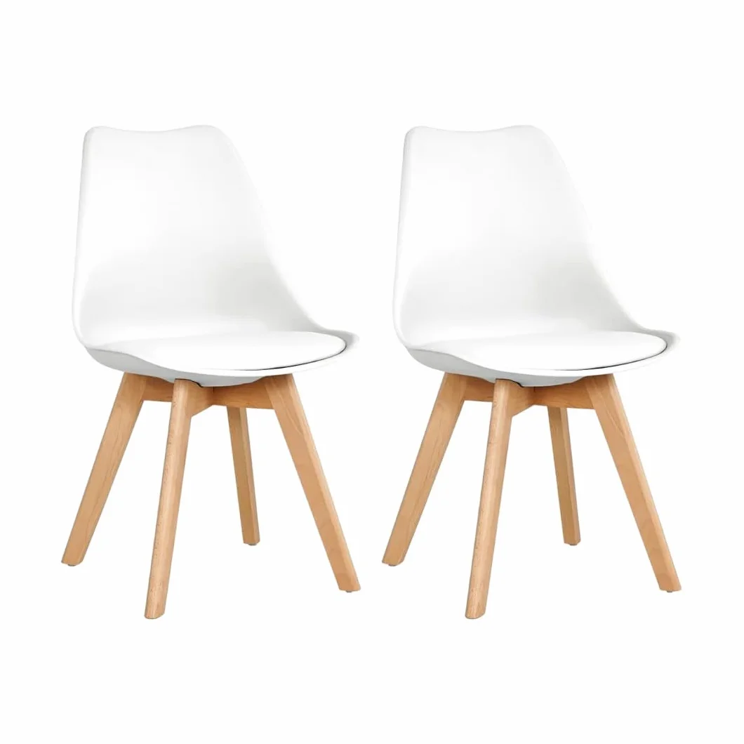 SHIITO - 2 Sillas de Comedor de Estilo Nórdico - 47 x 42 x 84 cm - Modelo Karlson - Pack de Diseño Sencillo y Elegante - con Patas de Haya - Color Blanco