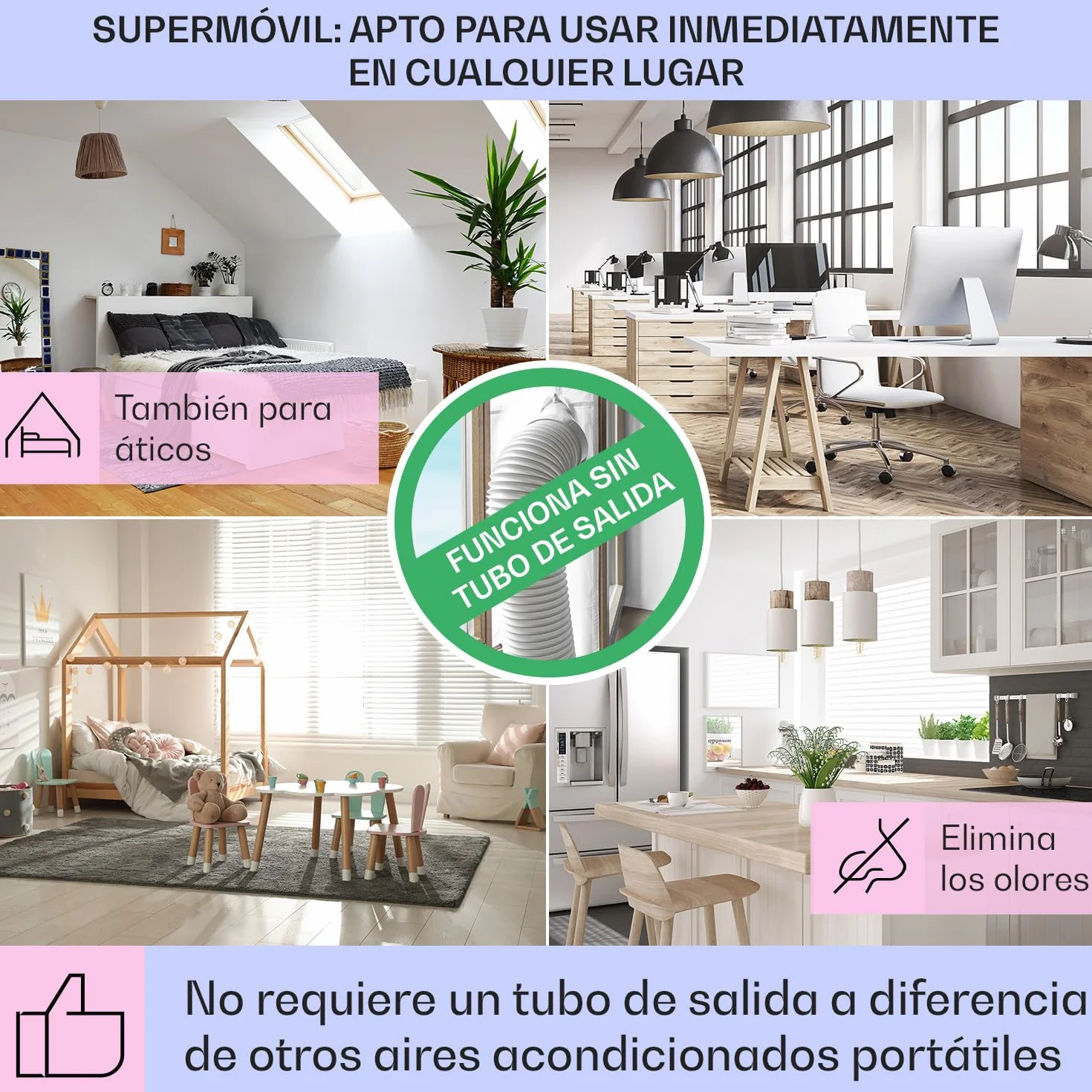 Klarstein Climatizador Portatil Frio 5 en 1 Ionizador, Mini Enfriador de Aire, Silencioso Modo Noche, Mando a Distancia, Humidificador, Ventilador, Purificador, Aparatos Aire 360m³/h, 50W, Blanco