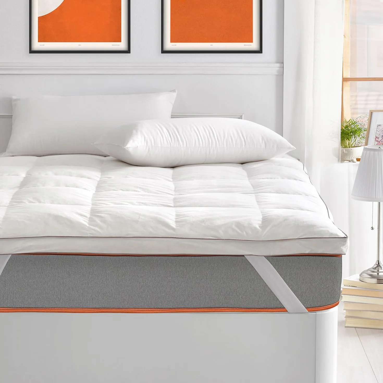 What The Sleep - Cubre Colchón 150 x 190 cm | Cama 150 cm | Topper Relleno Natural 1300 gr/m² | 5 cm Altura | Algodón Downproof | Sobrecolchón Natural Efecto Nube Mullido | Top Transpirable | Bass