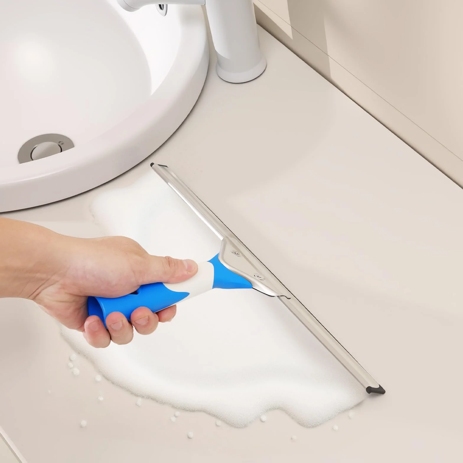 Mitclear Limpiacristales Profesional 15cm, Limpiador de Ventanas Acero Inoxidable, Escobilla Silicona para Cristal