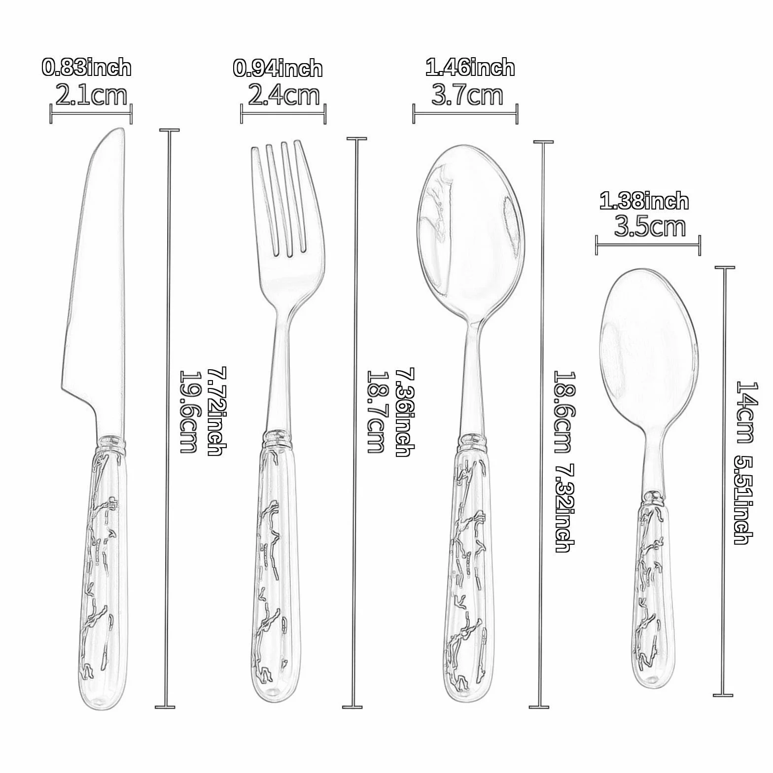 25 Piezas Vajilla de Cubiertos Acero Inoxidable Cerámica Ergonómica Pulido Soporte Colgante para Cenas Fiestas Y Hogar, Oro Blanco, Individual