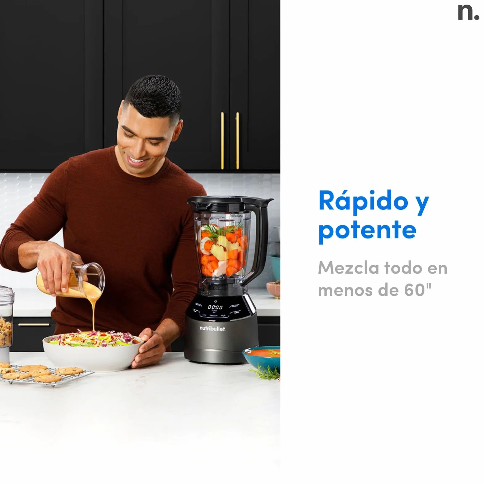 nutribullet triple Prep System, batidora eléctrica, batidora de vaso profesional multifunción, 1500 vatios de potencia, 3 electrodomésticos, negro, NBF580B