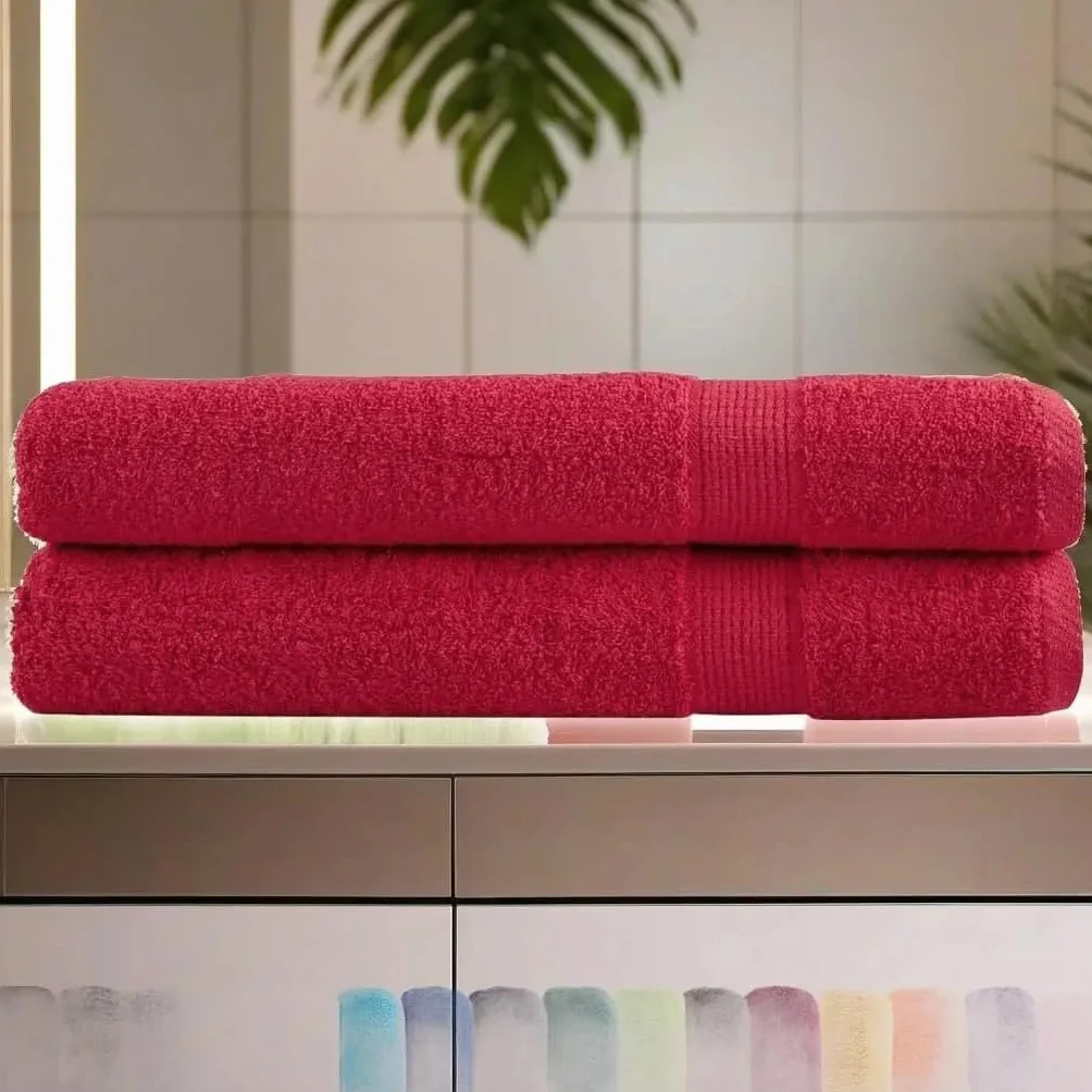 Genérico Toallas Baño Grandes,Bath Towels Juego de Toallas Rojas Premium (2 Unidades, extragrandes, 100 x 200 cm, 600 g/m²), Suaves y absorbentes