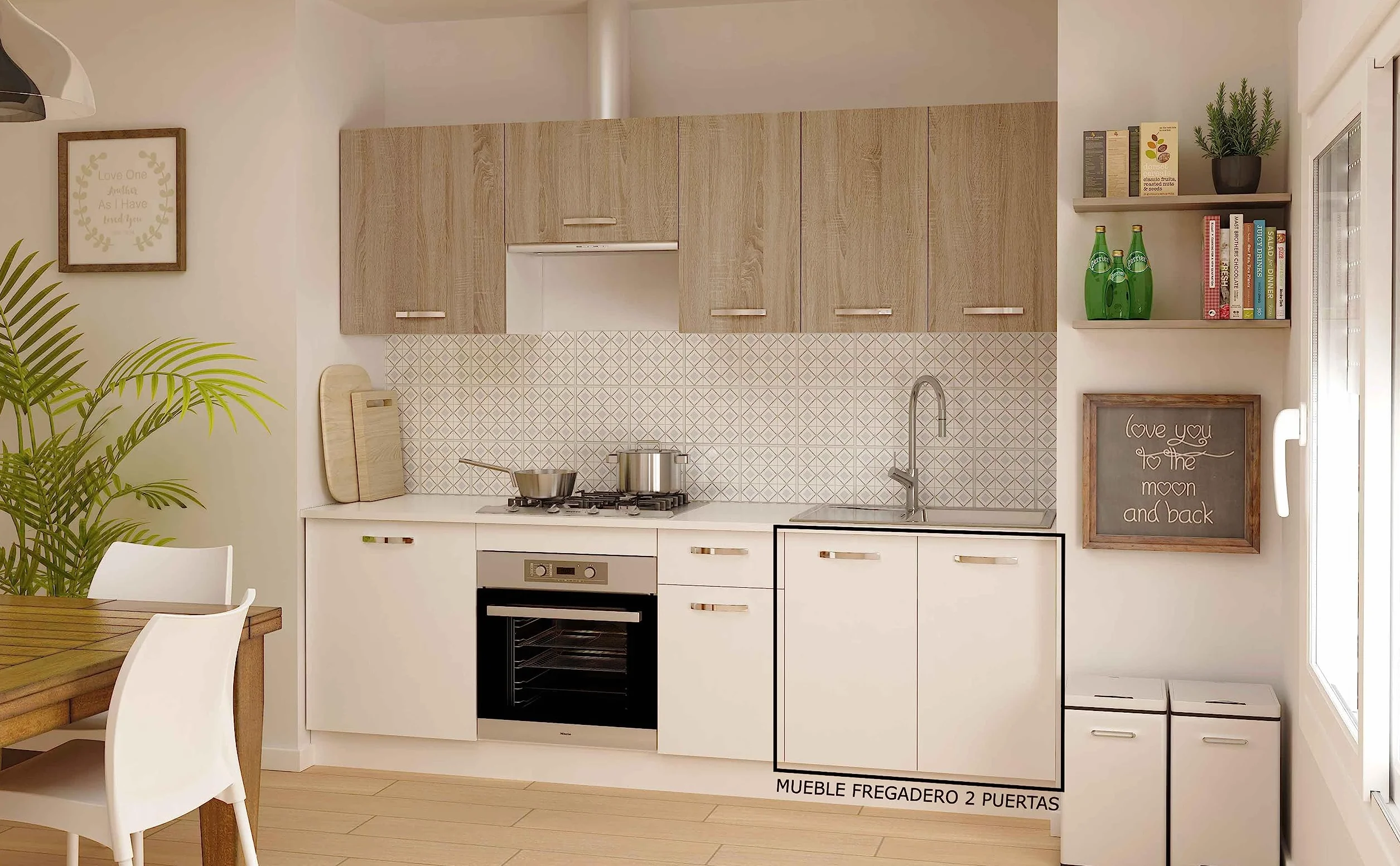 HOGAR24 ES - Mueble Bajo Fregadero 2 Puertas Color Blanco, Medidas: 85 x 80 x 58 cm