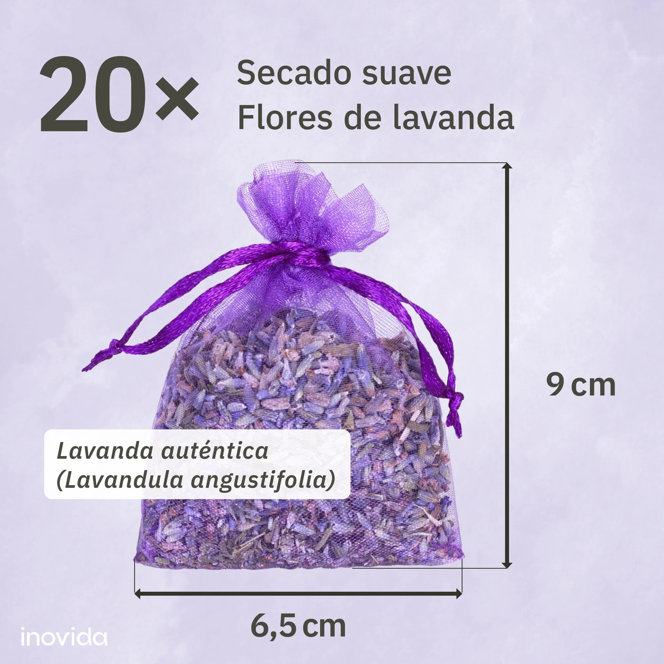 Bolsitas Lavanda para Ropa Ambientador de Armario Antipolillas 20x Lavanda Seca Natural Inovida