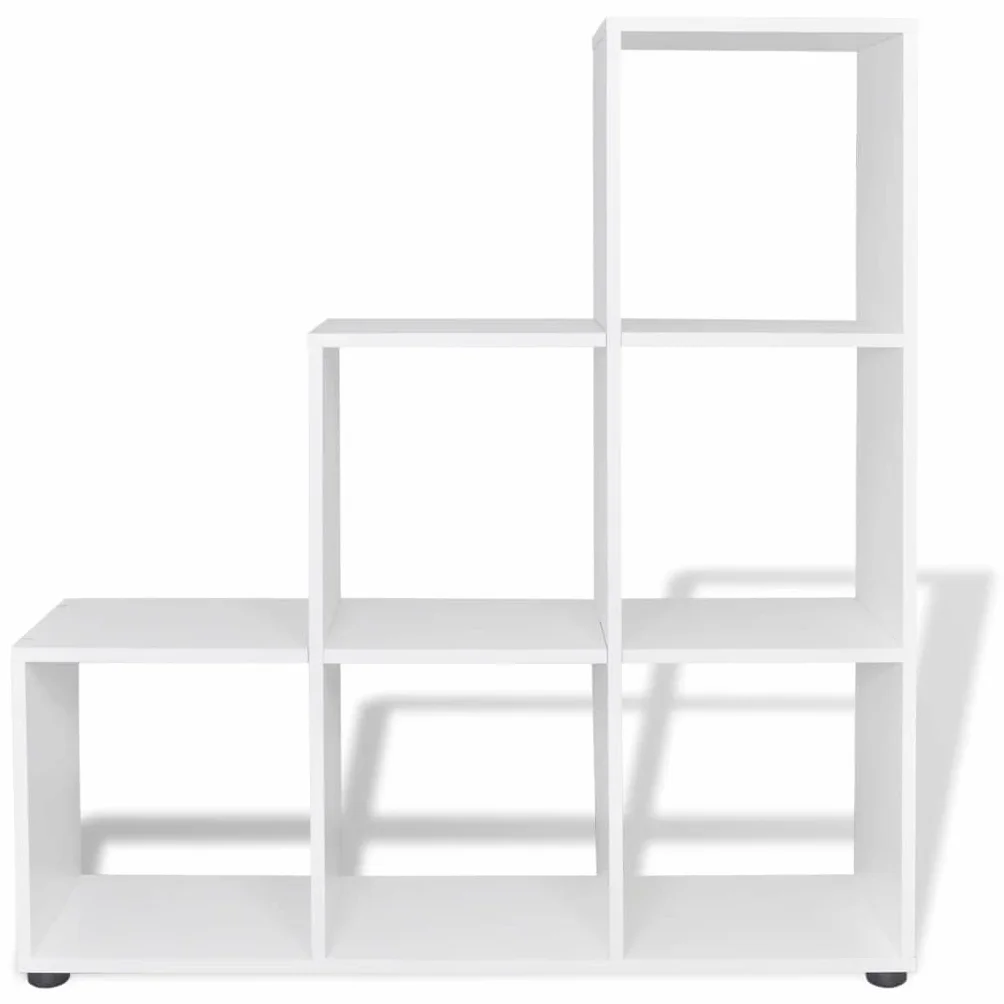 Estantería de 6 estantes para libros en forma de escalón, para salón, con revestimiento de melamina, 104 x 29 x 107 cm, color blanco
