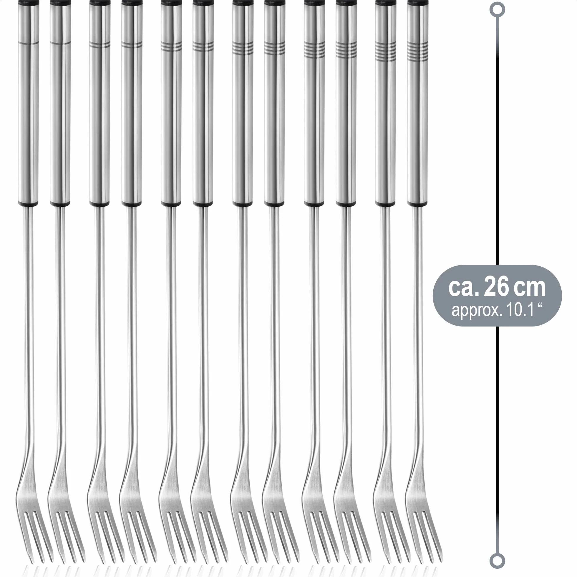 COM-FOUR tenedores fondue acero inoxidable 26 cm aptos lavavajillas 12 piezas