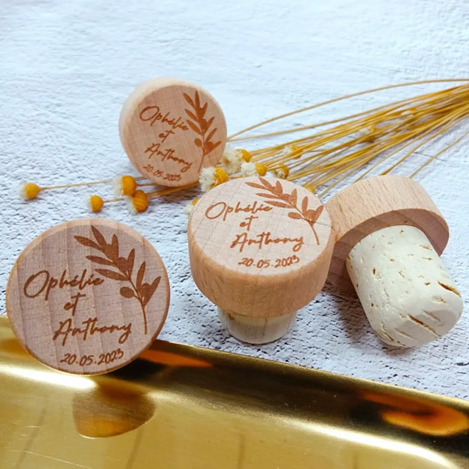 mxn Tapones de corcho de vino de madera grabados personalizados, tapones y bolsas de vino personalizados, recuerdos de boda, regalos personalizados para invitados (70 unidades)