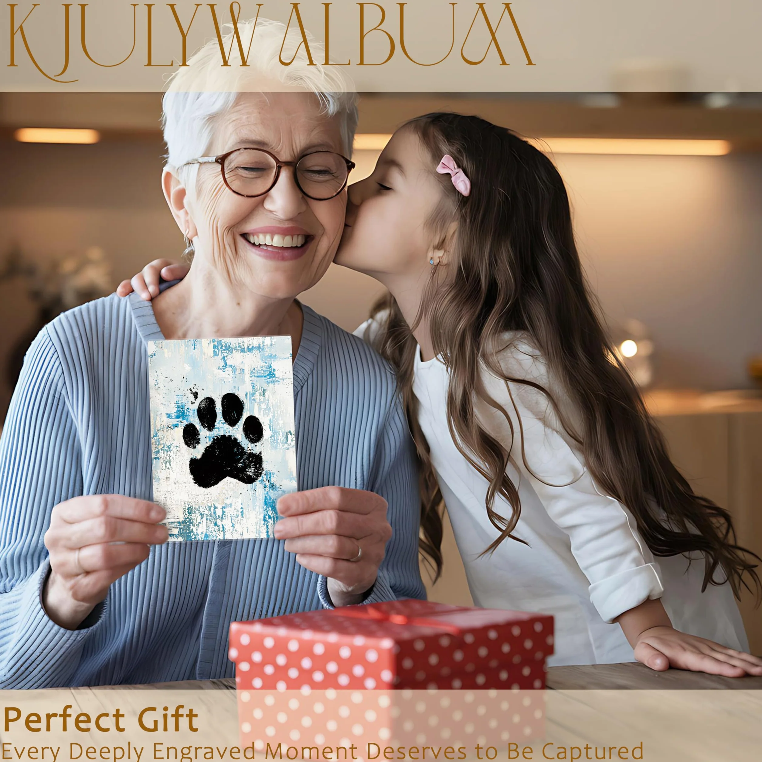 Álbum de fotos de perro de 4 x 6 pulgadas, regalos para amantes de los perros, diseño abstracto azul, pequeño álbum de fotos para 18 bolsillos, con capacidad para 36 fotos, álbum de fotos para