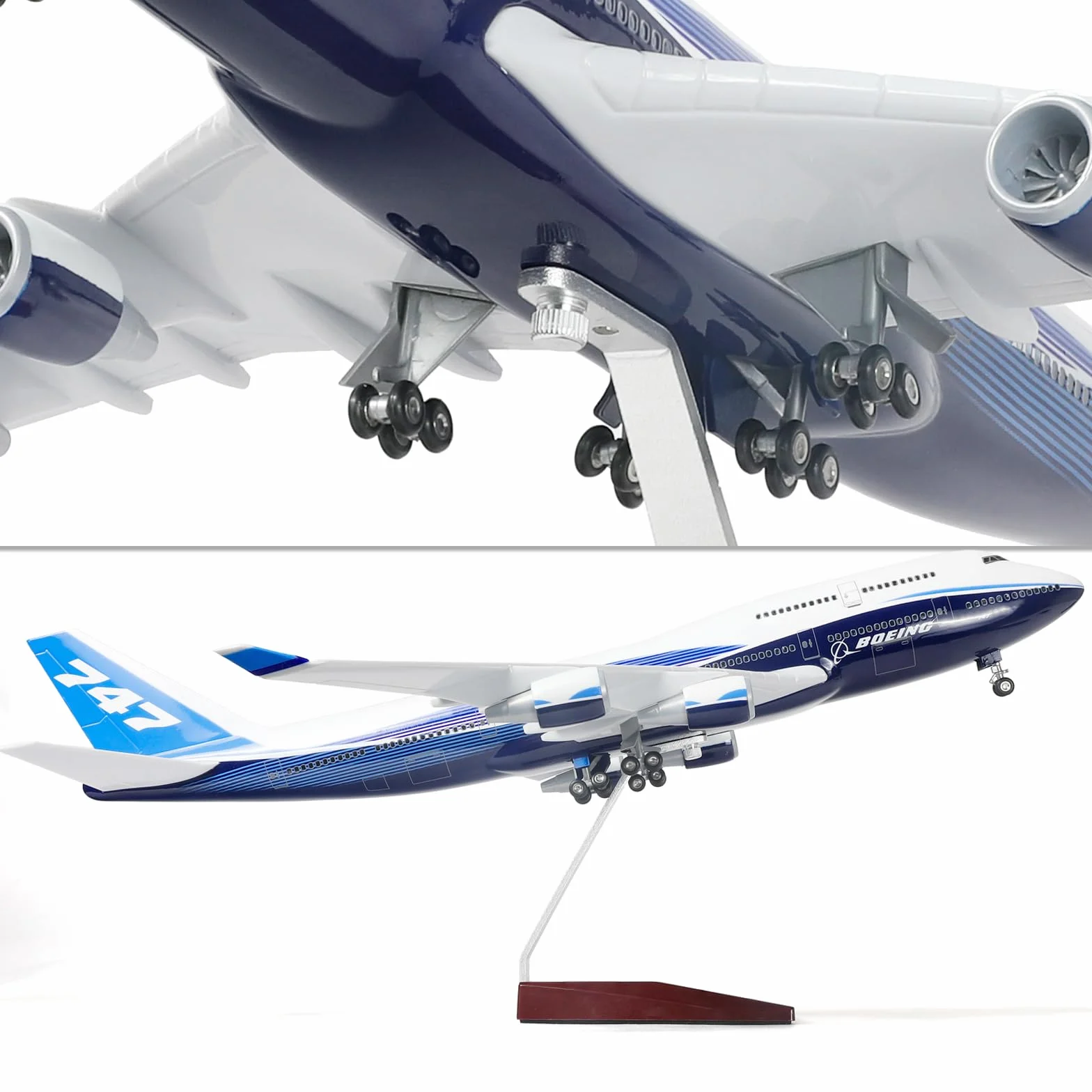 747 Prototipo 1/160 modelo de avión grande -17 pulgadas (largo) Boeing 747 El modelo de avión -Cast para modelo adulto 747 con soporte para entusiastas de la aviación Regalos o Displaydek
