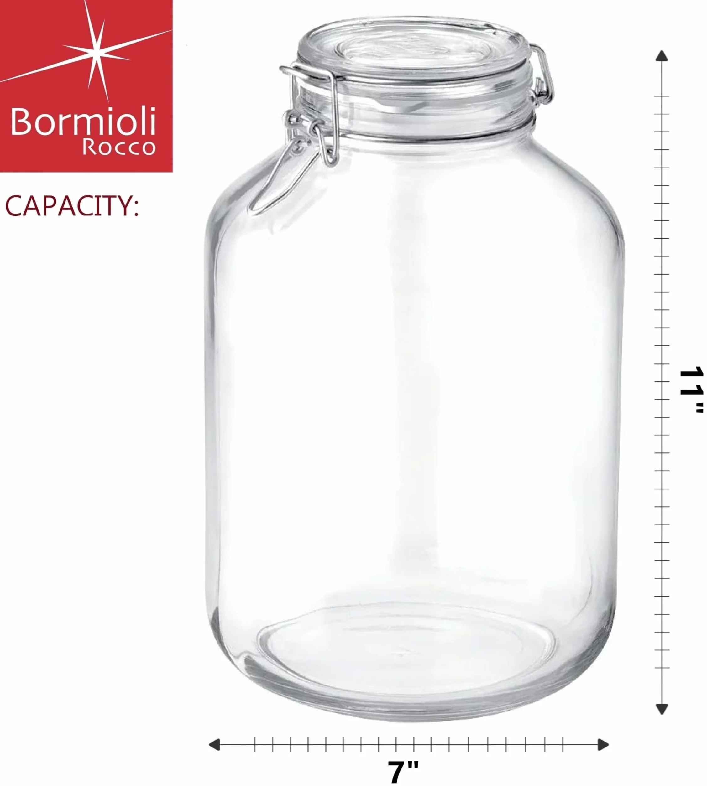Bormioli Rocco FBA_450492799 Fido - Tarro transparente, 166 onzas, 5 L
